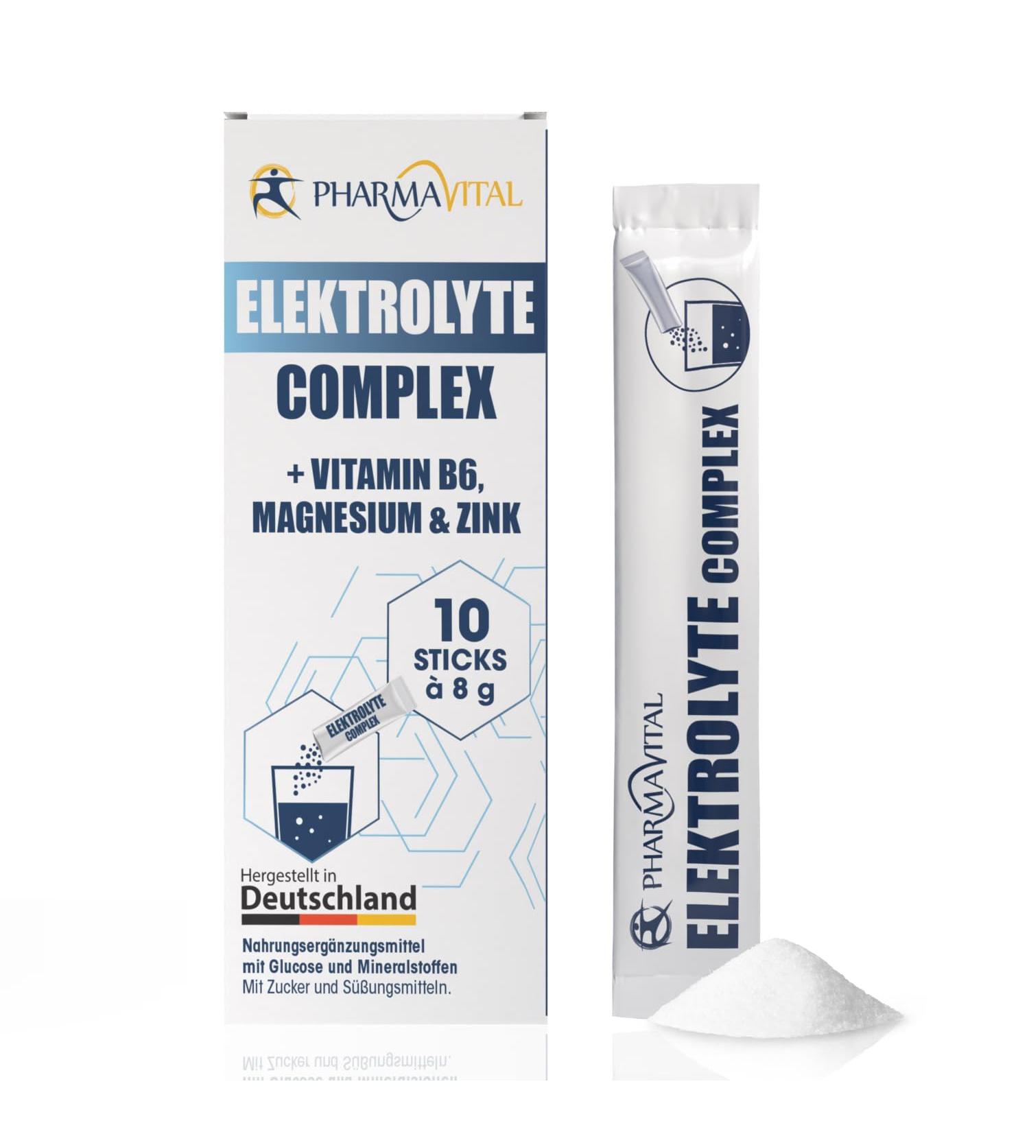 Pharmavital Electrolyte Complex - Vitamins & Minerals for Optimal Hydration | 10 Pack of 8g Powder Sticks | Supports Water Balance & Nervous System Health - Buy Online on GoSupps.com