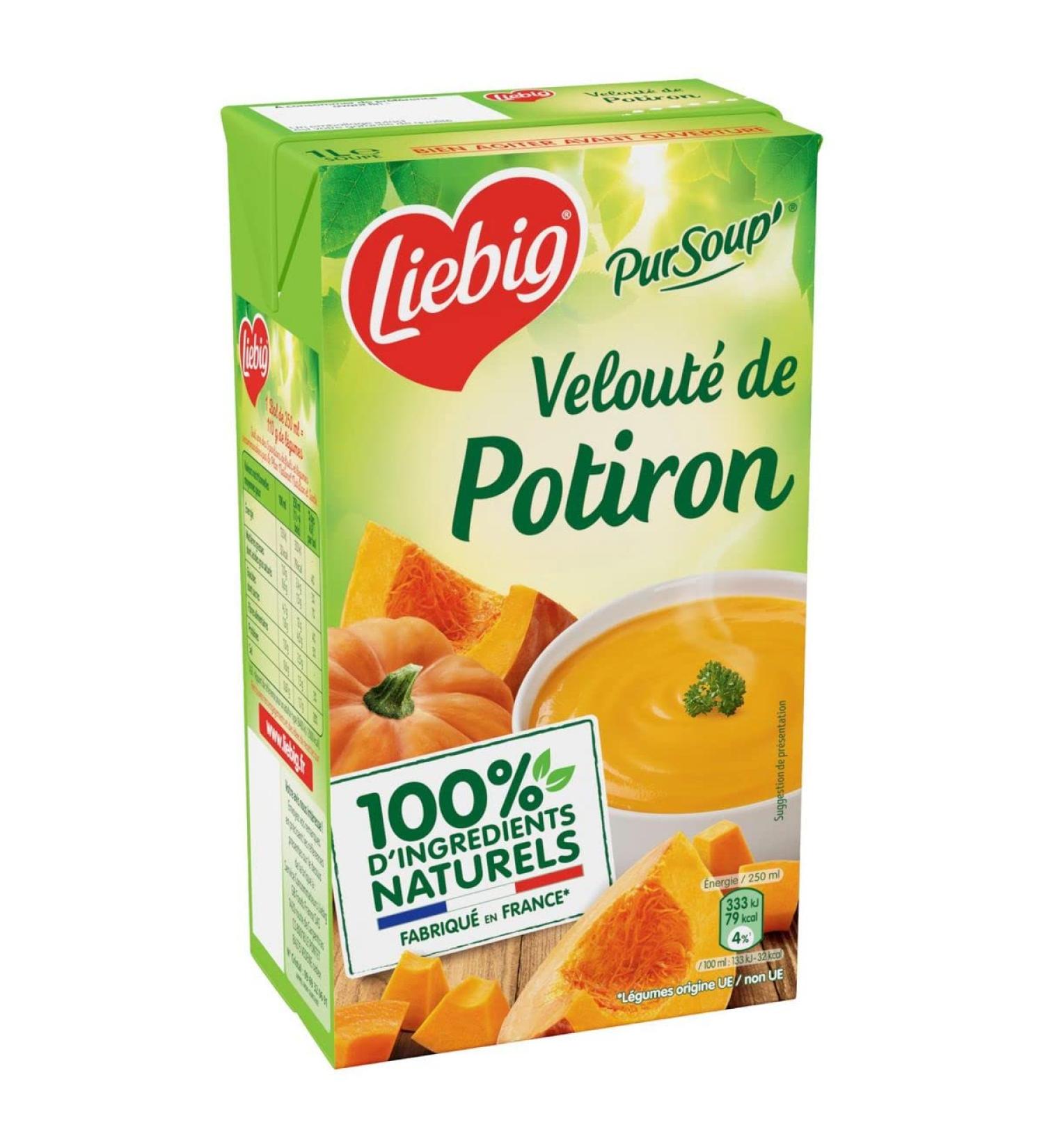 AUCHAN Pack of 3 Units Liebig Pursoup' Pumpkin Cream 100% Natural Ingredients 4 People 1L
