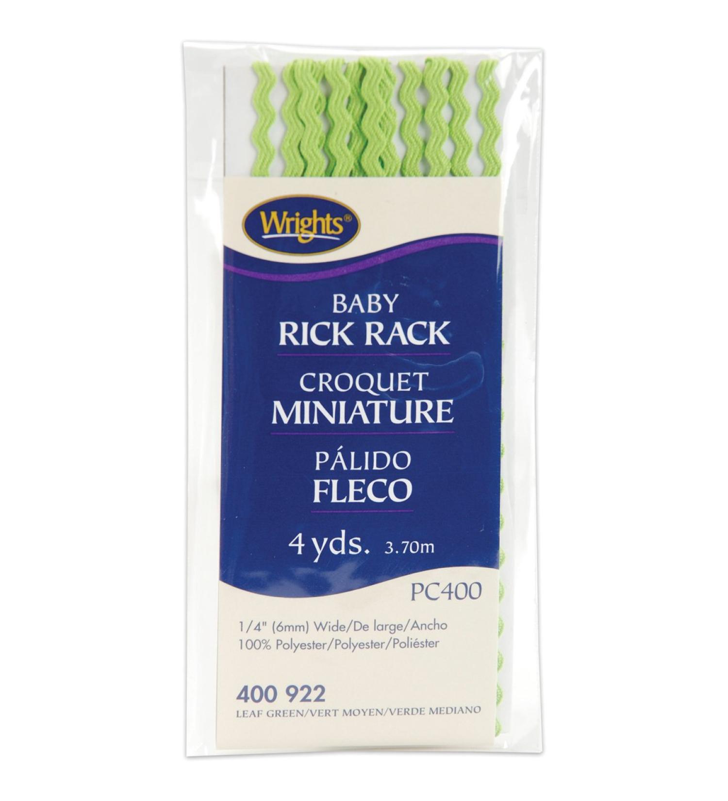 Wrights 117-400-922 Polyester Baby Rick Rack Utility Trim  Leaf Green  4-Yard