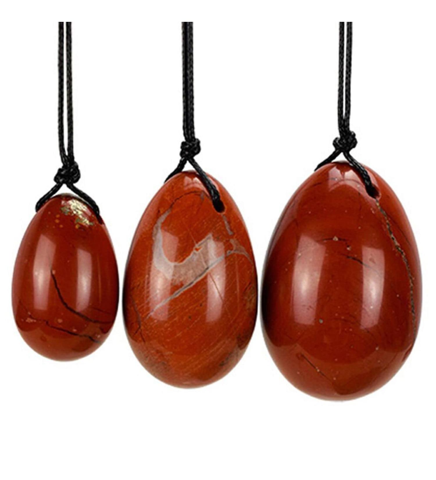Jaspis Stein Ei - Yoni Egg for Women's Cone Exercise | Jade Massage Device & Muscle Tightening Ball | 3-Piece Set - Red - Buy Online on GoSupps.com