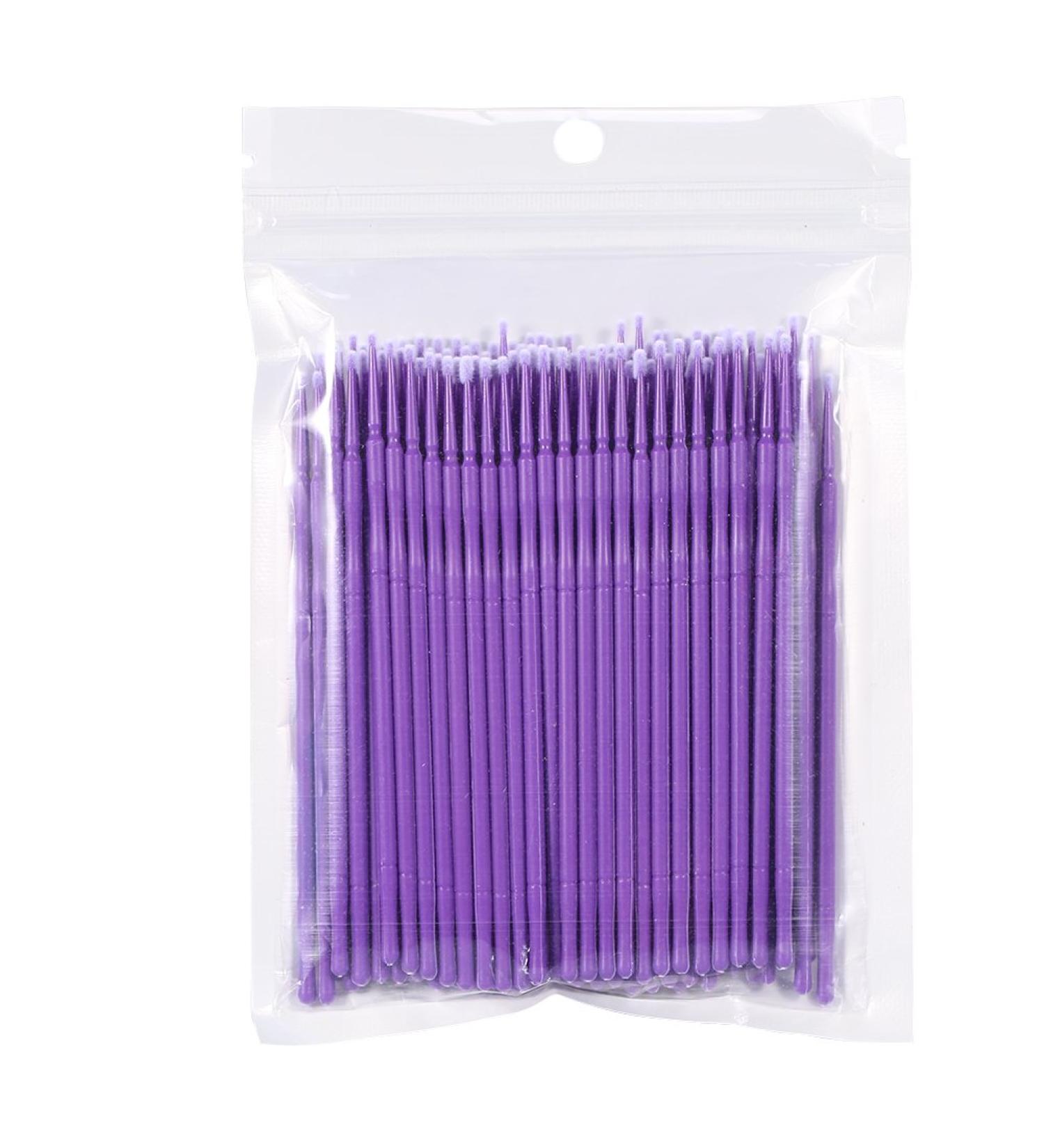 Women Micro Disposable Extension Mascara Brush Eyelash Glue Cleaning Stick 100PCS/Bag(Purple) - Buy Online on GoSupps.com
