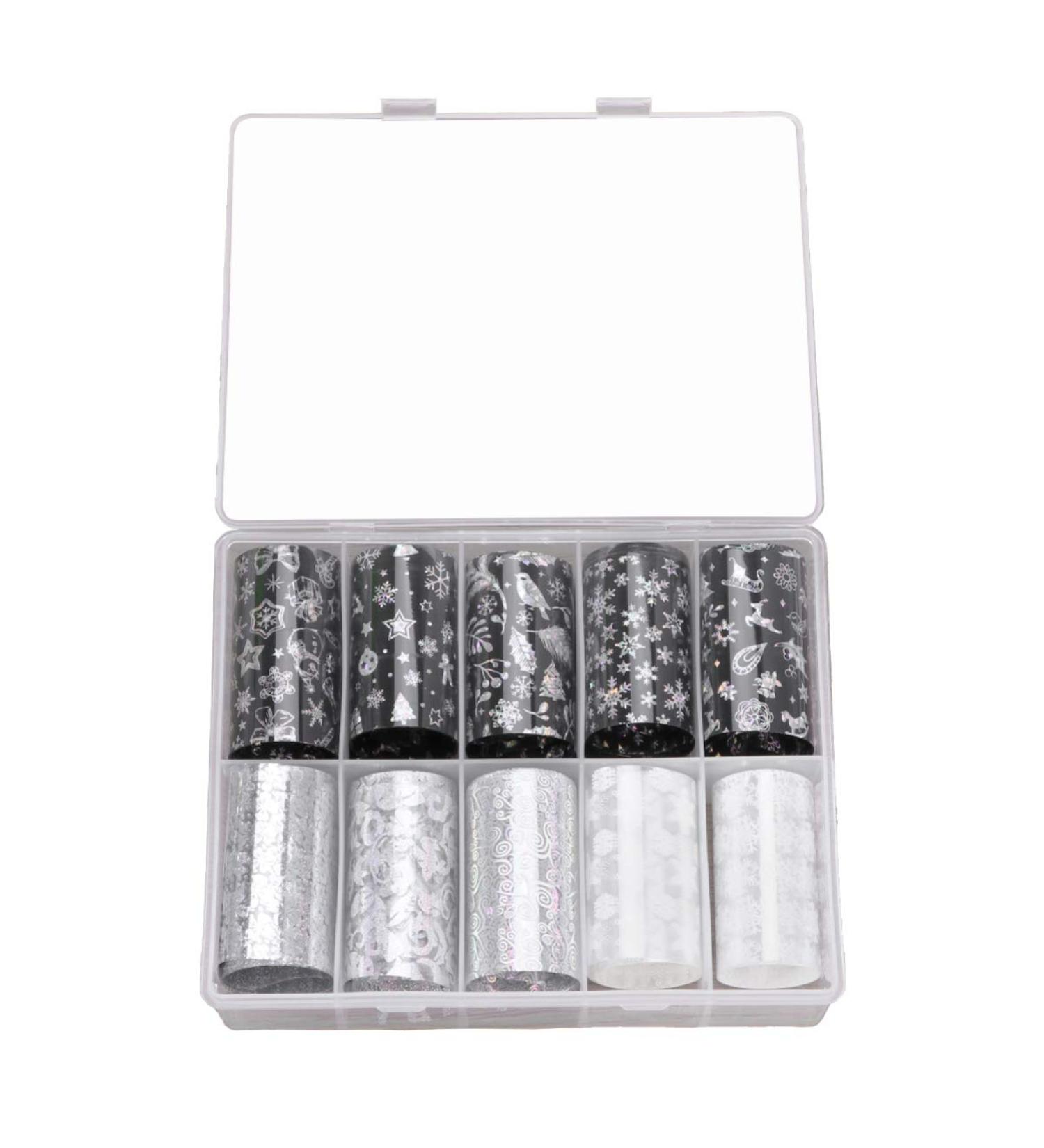 Lurrose Christmas Nail Foil 10 Rolls Deer Snowflake Christmas Nail Foil Transfer Sticker Manicure Nail Decals for Women Girls (Silver) - Buy Online on GoSupps.com