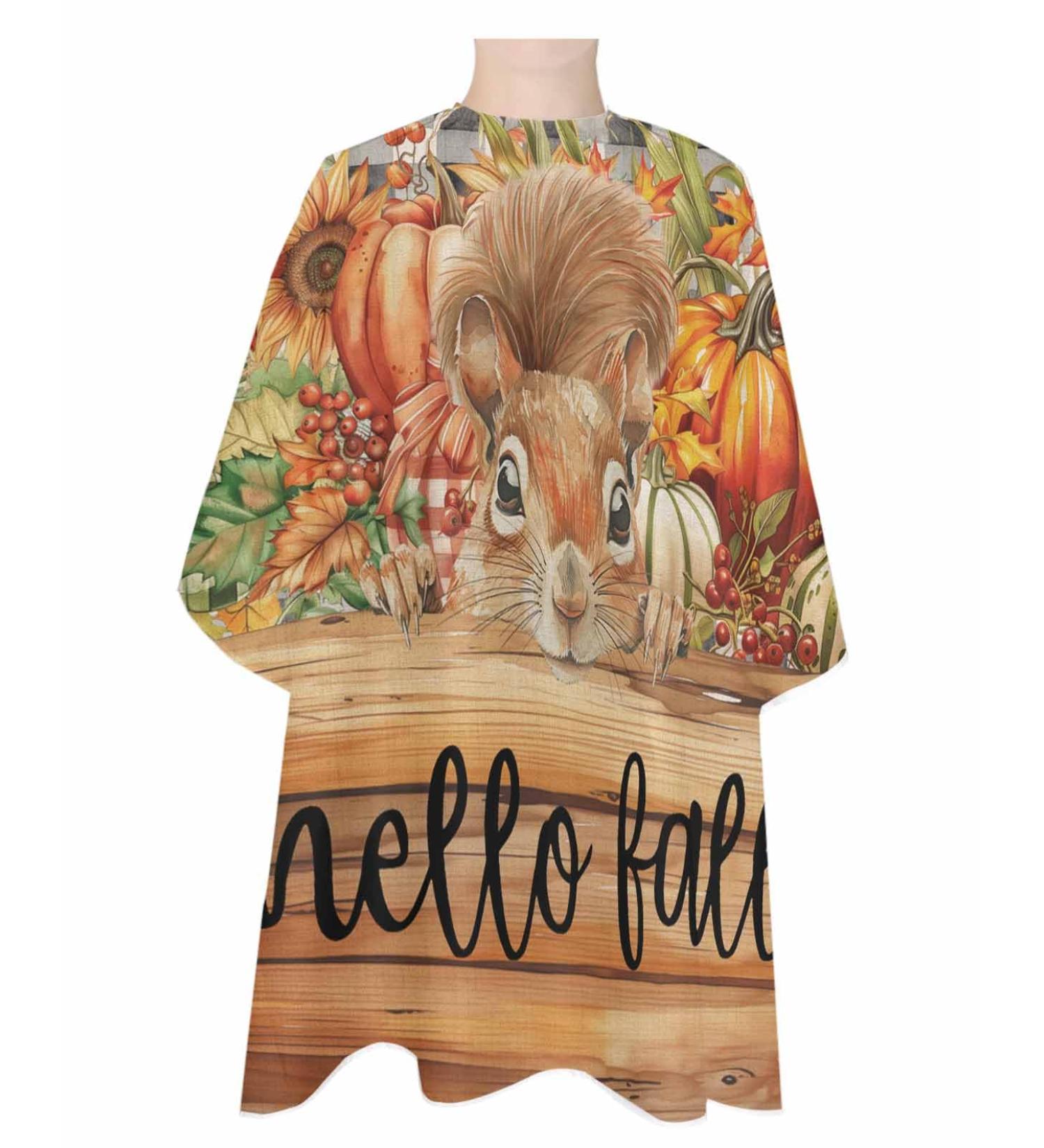 Buffalo Plaid Squirrel Pumpkin Barber Cape - Adjustable Hair Cutting Cape for All Ages Retro Thanksgiving Hairdressing Accessory 55x63 Inch - Buy Online on GoSupps.com