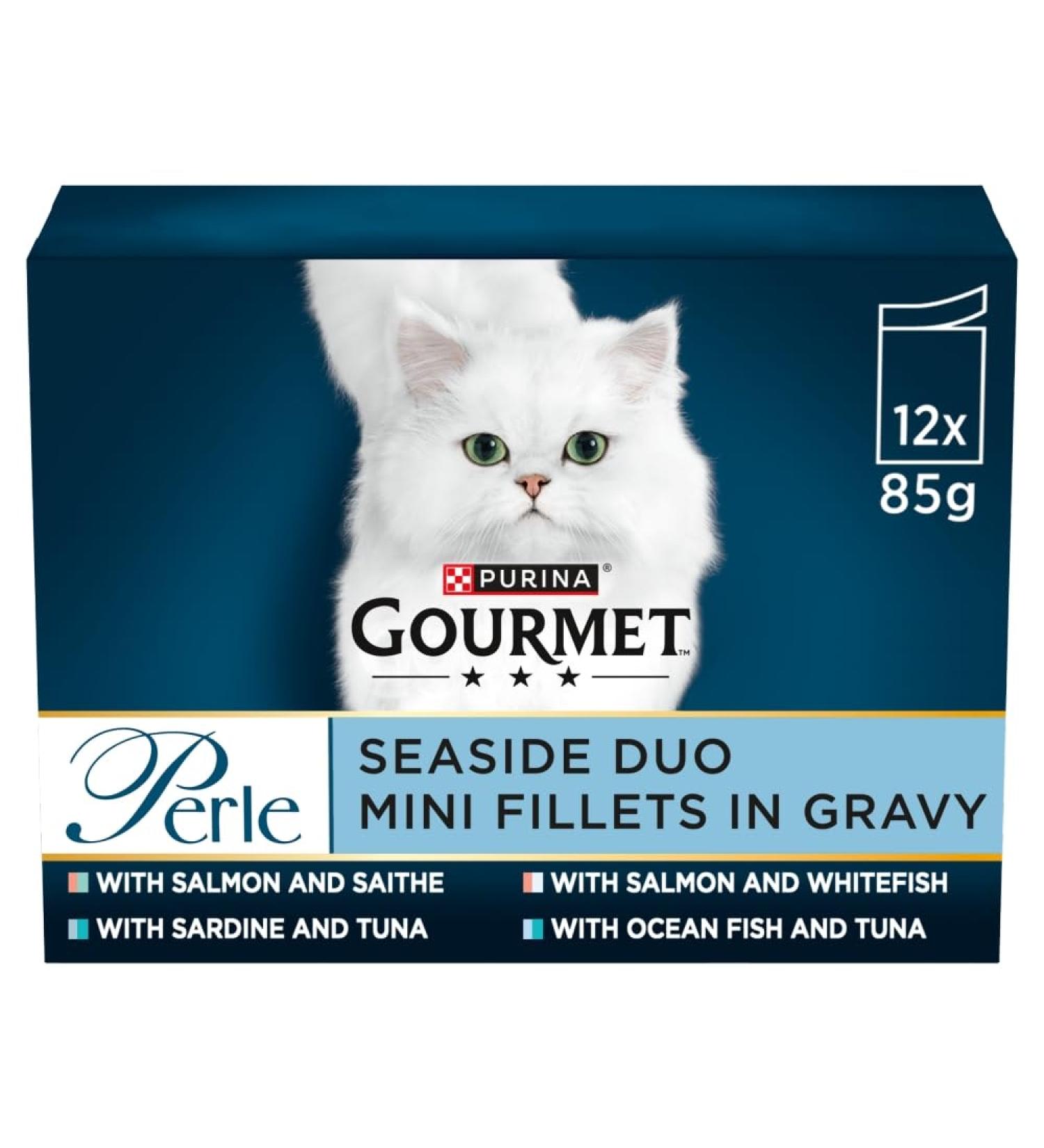PET-797401 Gourmet Perle Mer Duo (poisson de mer et le thon le saumon et poisson blanc saumon et Saithe (85g)