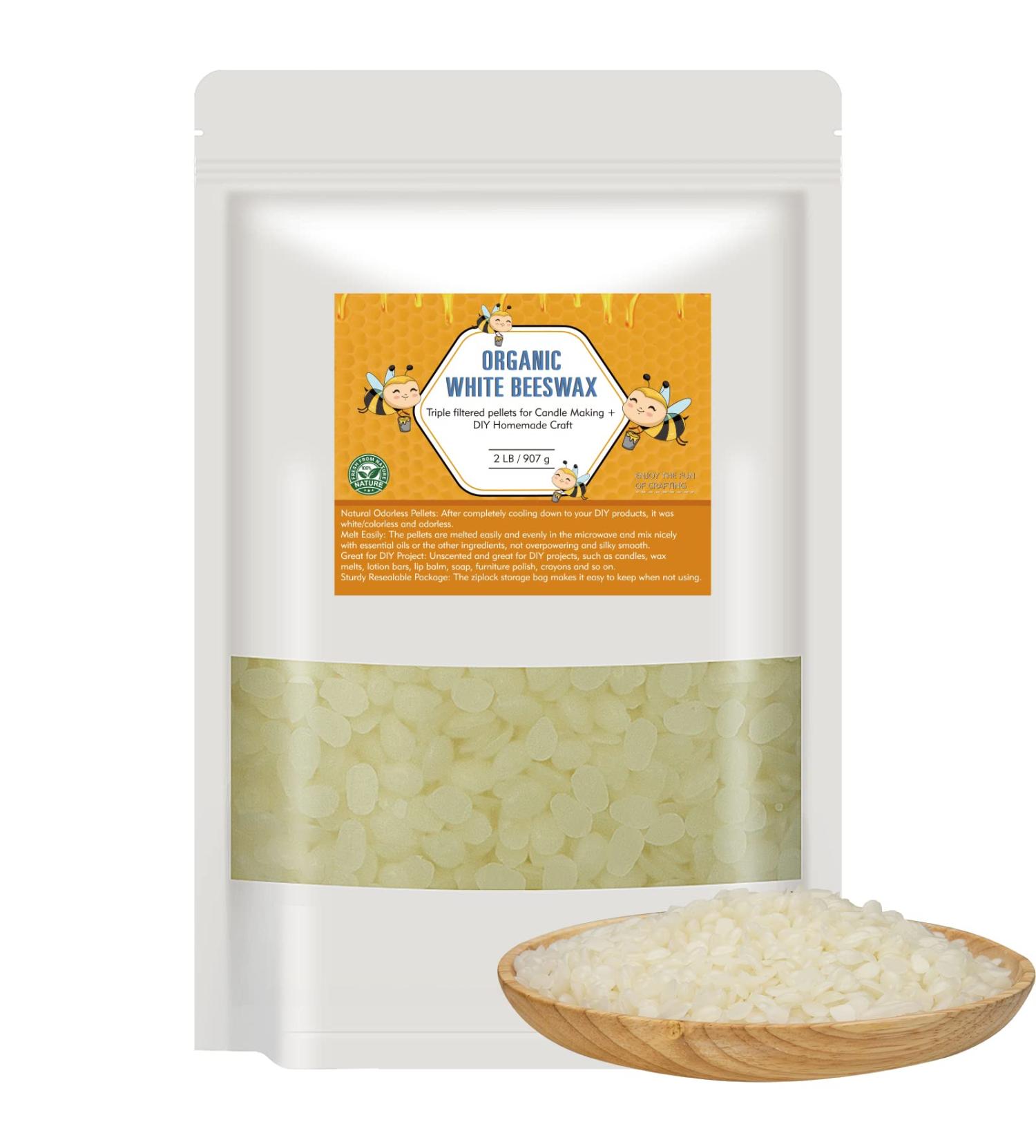 2 LB White Pure Beeswax Pellets - Triple Filtered for Skin, Hair, and DIY Care - Candle and Soap Making Supplies - Buy Online on GoSupps.com
