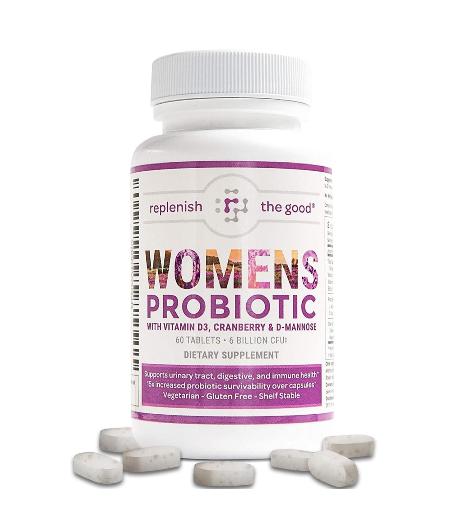 Replenish the Good Probiotics for Women - Supports Digestive & Vaginal Health with D3 Prebiotics & Cranberry - Defends Against UTI & Yeast - 15x More Effective Than Regular Capsules (60 Count) - Buy Online on GoSupps.com