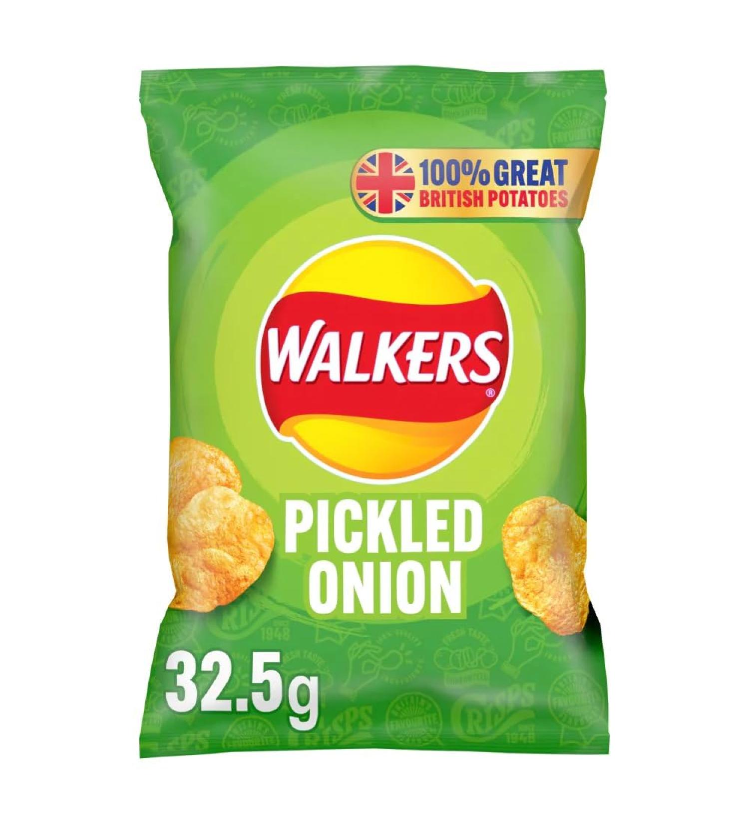 Walkers Pickled Onion Crisps 32.5g-Food