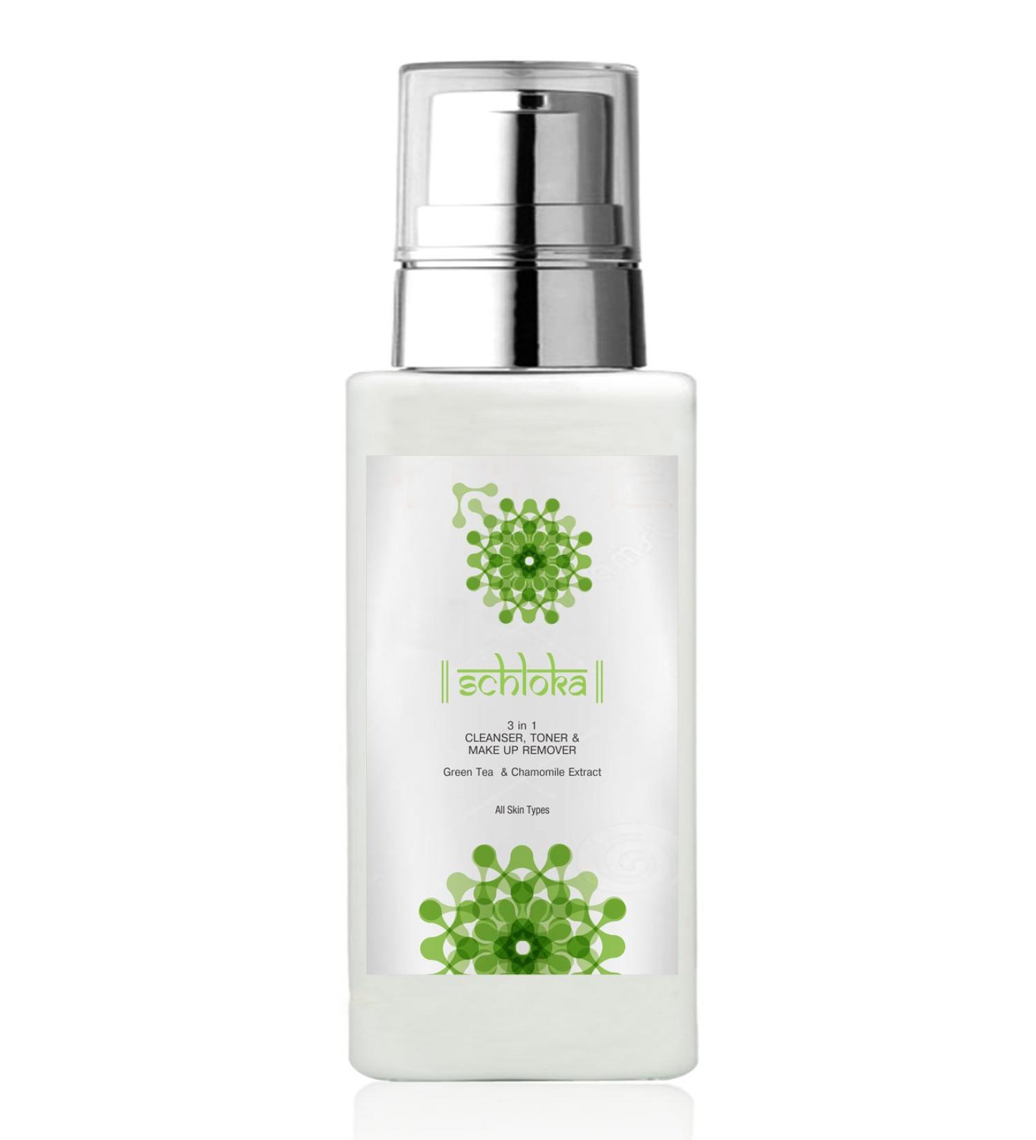 Schloka 3 in 1 Cleanser Toner and Make up Remover with Green Tea & Chamomile Extract - 200ml
