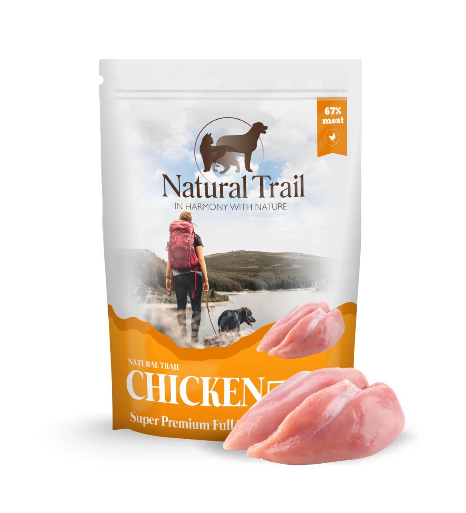 500 g NATURAL TRAIL complete food for adult dogs - Wet dog food - In chicken sauce - Dog food - Buy Online on GoSupps.com