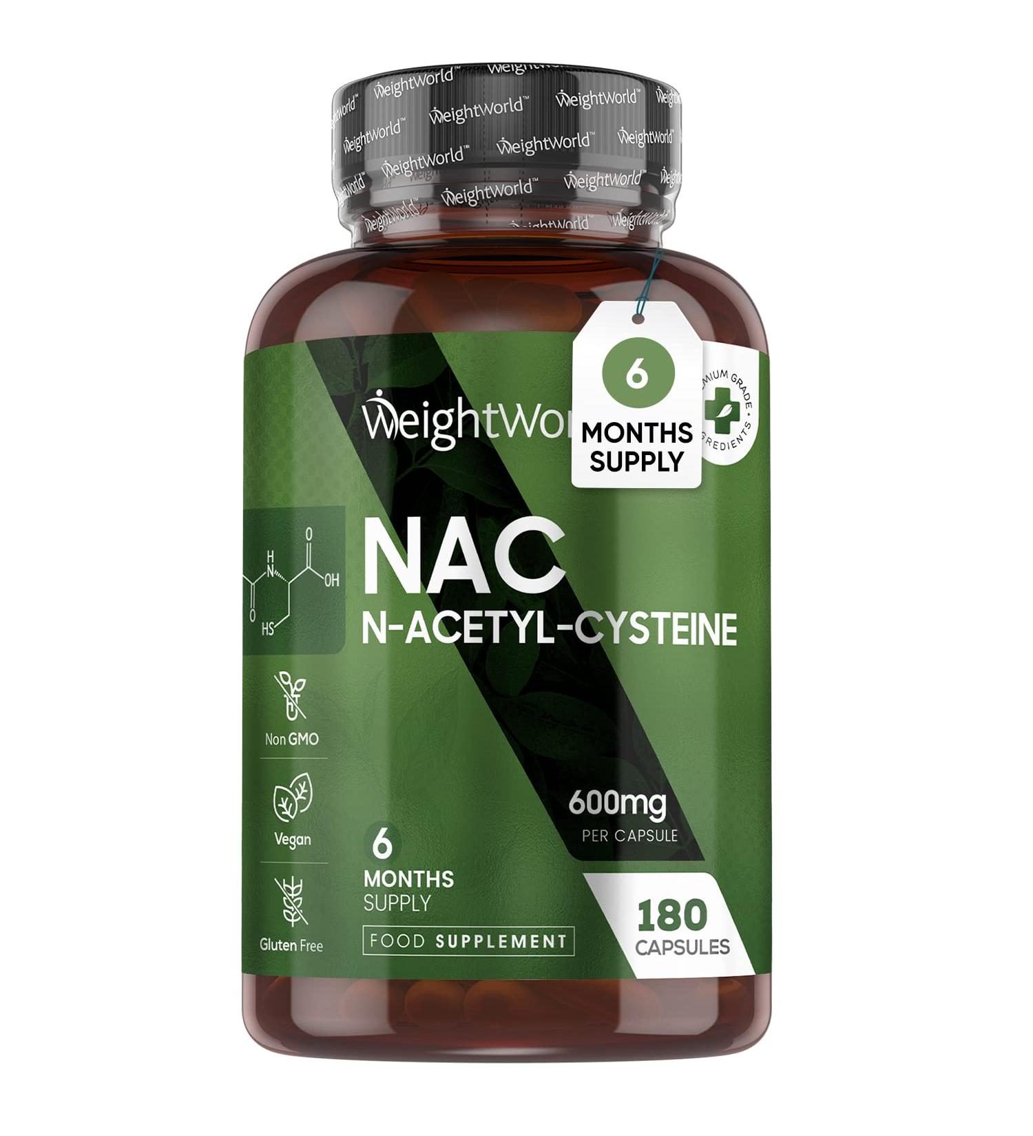 NAC Supplement - 180 Vegan Capsules (6 Months Supply) | N Acetyl Cysteine 600mg | Glutathione Support | Highly Bioavailable & Stable Form | Amino Acid Supplement - Buy Online on GoSupps.com