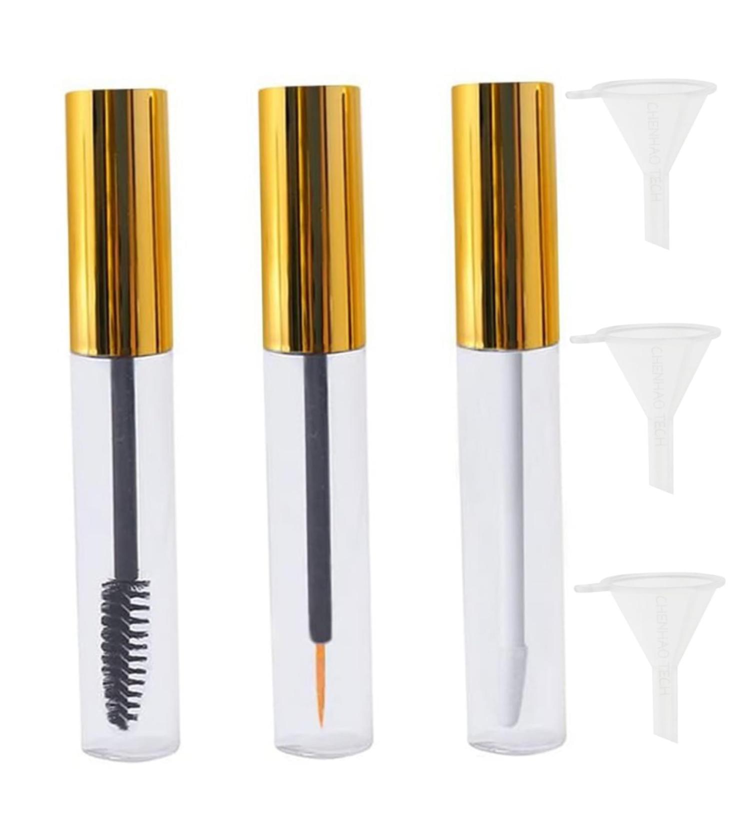 Empty Mascara Tube and Wand Glass with Brush and Funnels 10ml Empty Lip Gloss Tubes Refillable Empty Mascara Tube Portable Lip Gloss Containers for Women Girls Daily Use Gold Lip Gloss Containers - Buy Online on GoSupps.com