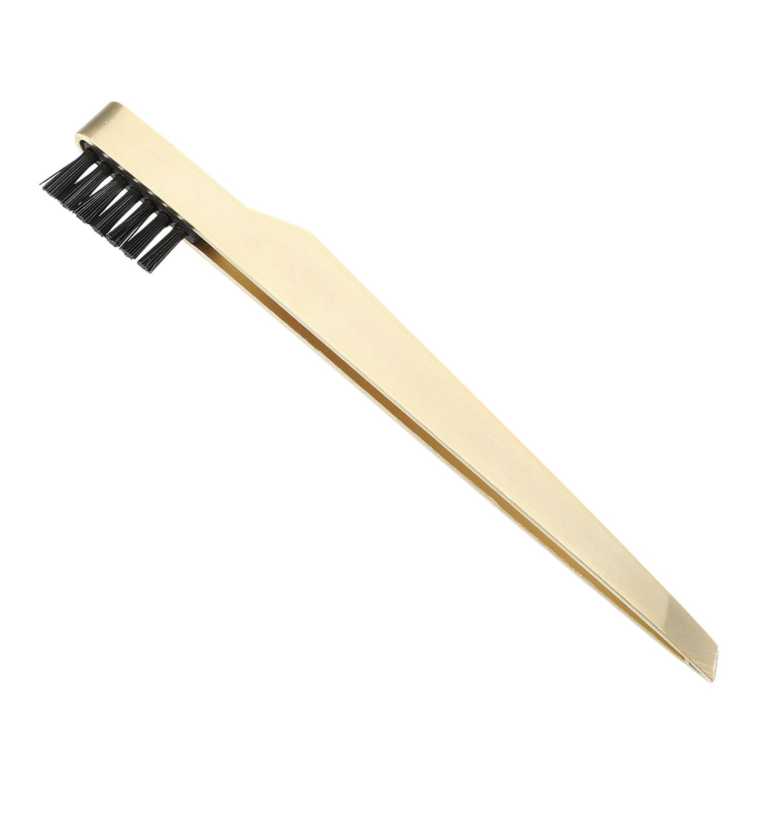 VOCOSTE Portable 2 In1 Eyebrow Shaping Tool Stainless Steel Eyebrow Clip Eyebrow Brush for Women's Eyebrow Combing Gold Tone - Buy Online on GoSupps.com