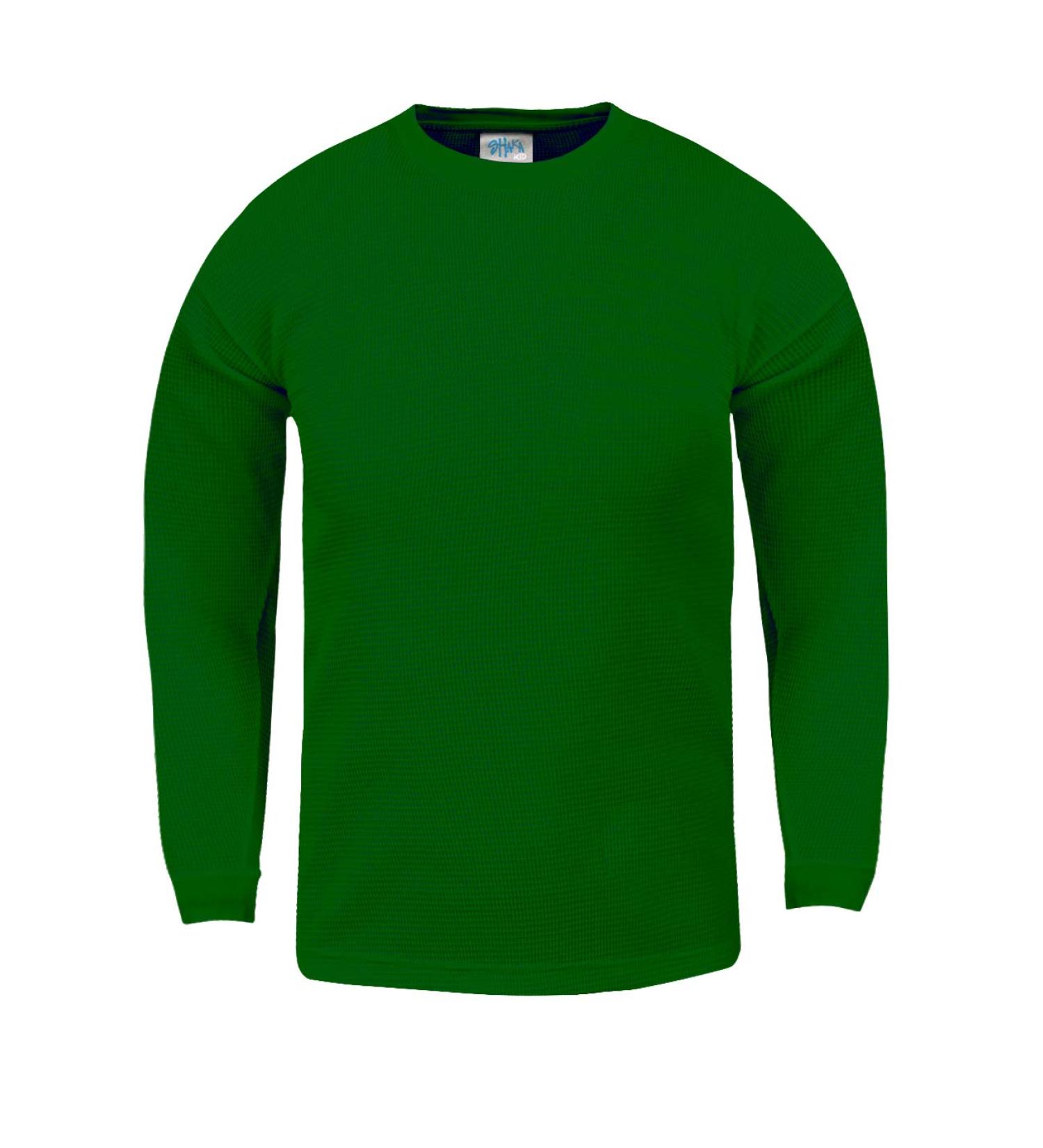 Shaka Wear Kids Waffle Thermal Long Sleeve Crewneck T Shirt - X-Large Kelly Green - Buy Online on GoSupps.com