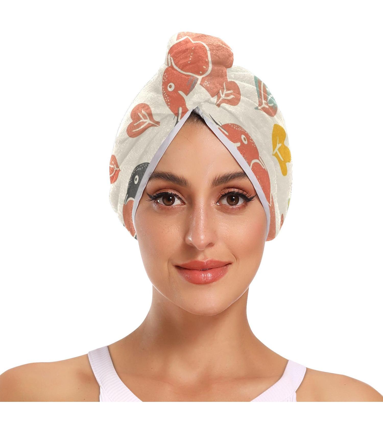 Elephants Family Playing Hair Towel 2 Pack - Super Absorbent Quick Dry Hair Turbans for Women & Girls - Buy Online on GoSupps.com