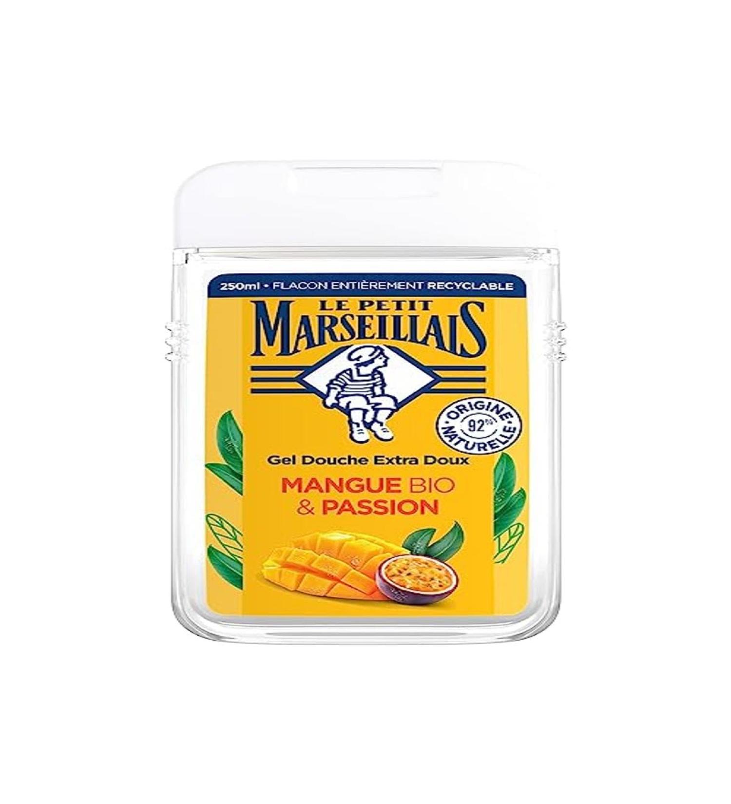 Le Petit Marseillais | Extra Gentle Shower Gel Organic Mango & Passion (250 ml bottle) 92% ingredients of natural origin pH neutral for the skin and without coloring