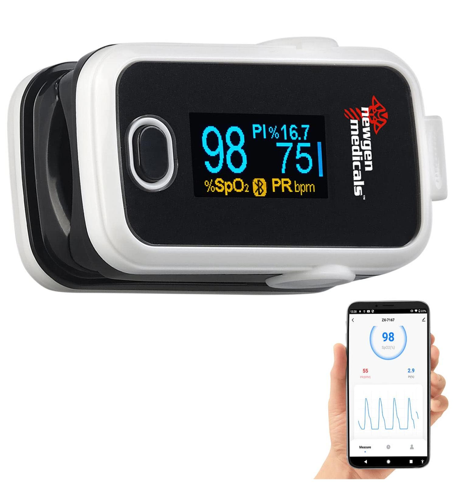 Buy Newgen Medicals Pulsoximeters | OLED Finger Pulse Oximeter with Bluetooth & App for Accurate Oxygen & BP Monitoring - Buy Online on GoSupps.com