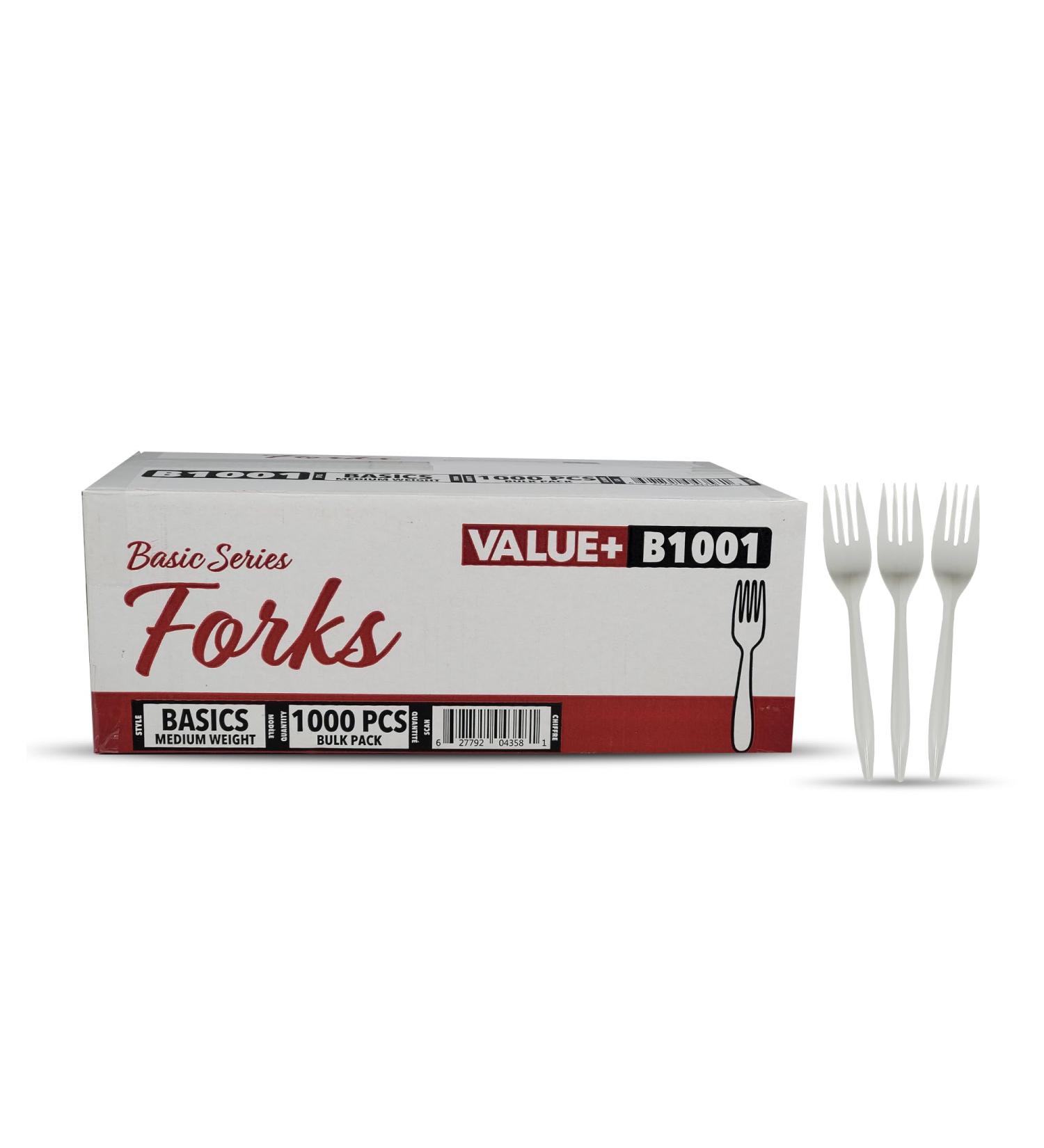 Value Plus (1000 Count) White Disposable Fork Medium Weight Polypropylene Cutlery for Birthday Party Picnic Barbecue Ideal for Office & Take Away - Buy Online on GoSupps.com