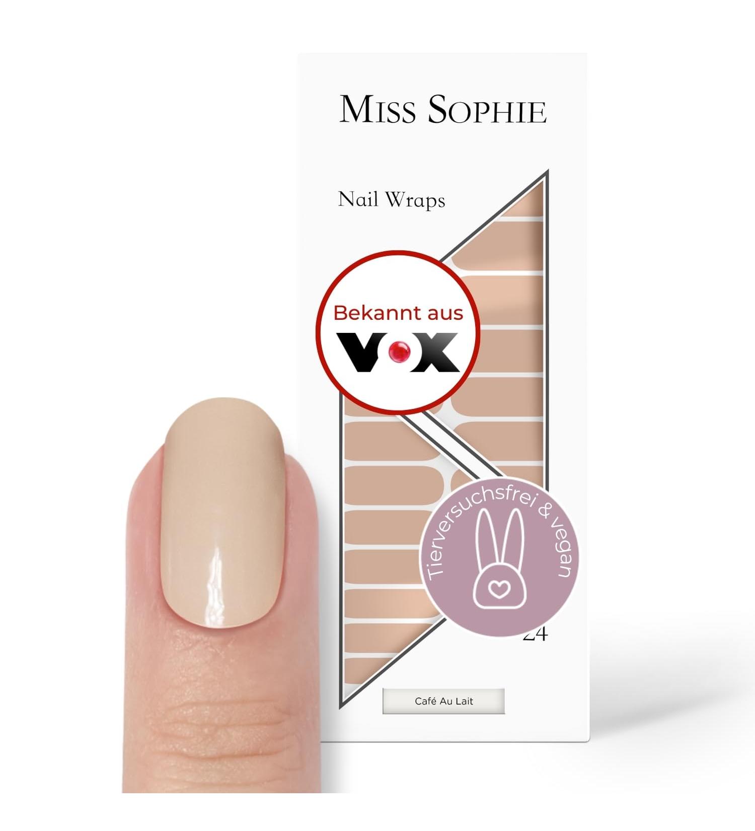 Original Miss Sophie Nail Foils - 24 Ultra-Thin Caf au Lait Nail Polish Strips for Finger & Toenails - Compatible with Natural Acrylic Gel & Shellac Nails - International Shipping Available - Buy Online on GoSupps.com