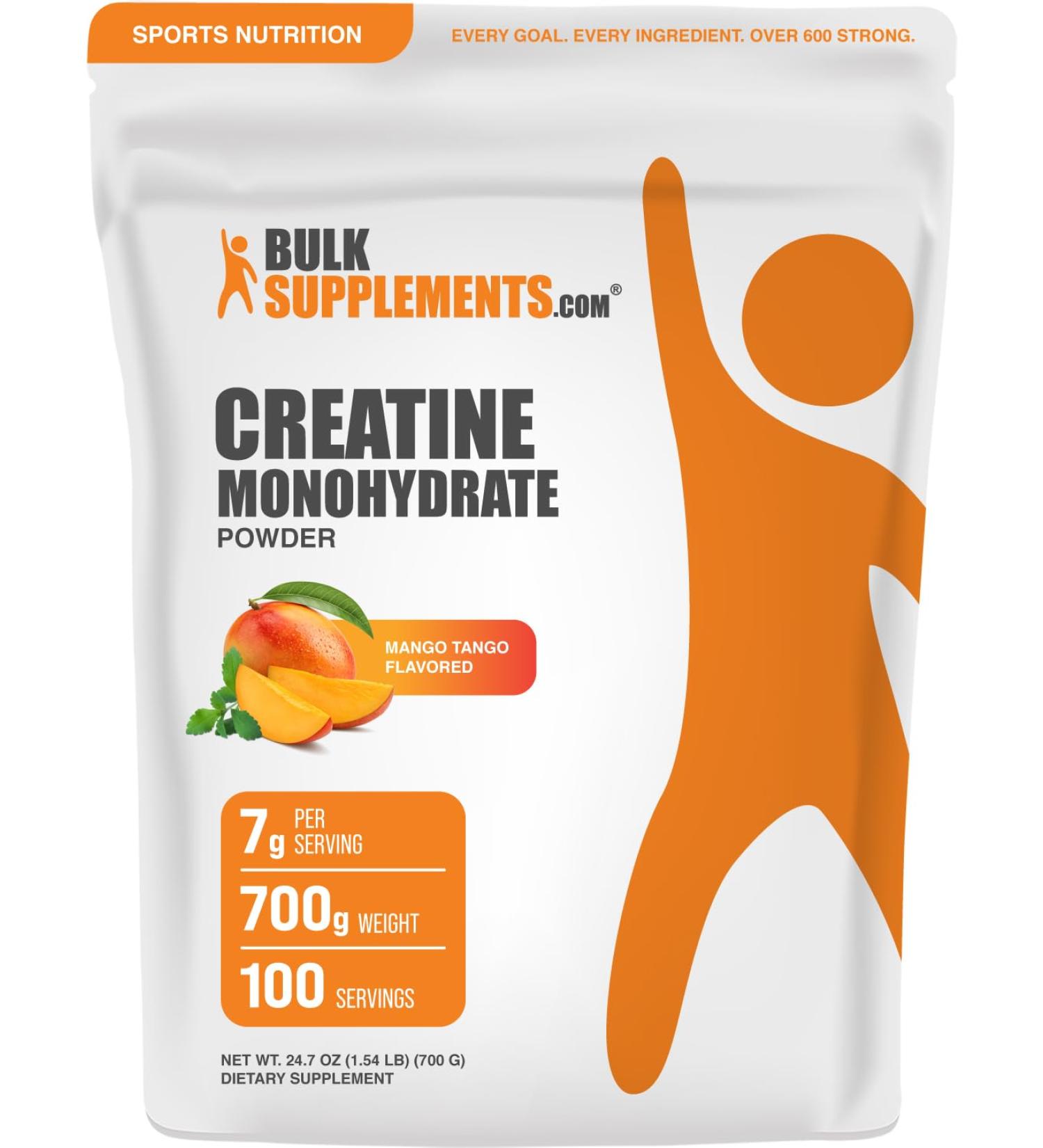 BulkSupplements.com Creatine Monohydrate Powder - Creatine Flavored Powder Supplement Micronized - Mango Tango Flavor 7g per Serving 700g (1.5 lbs) (Pack of 1) - Buy Online on GoSupps.com