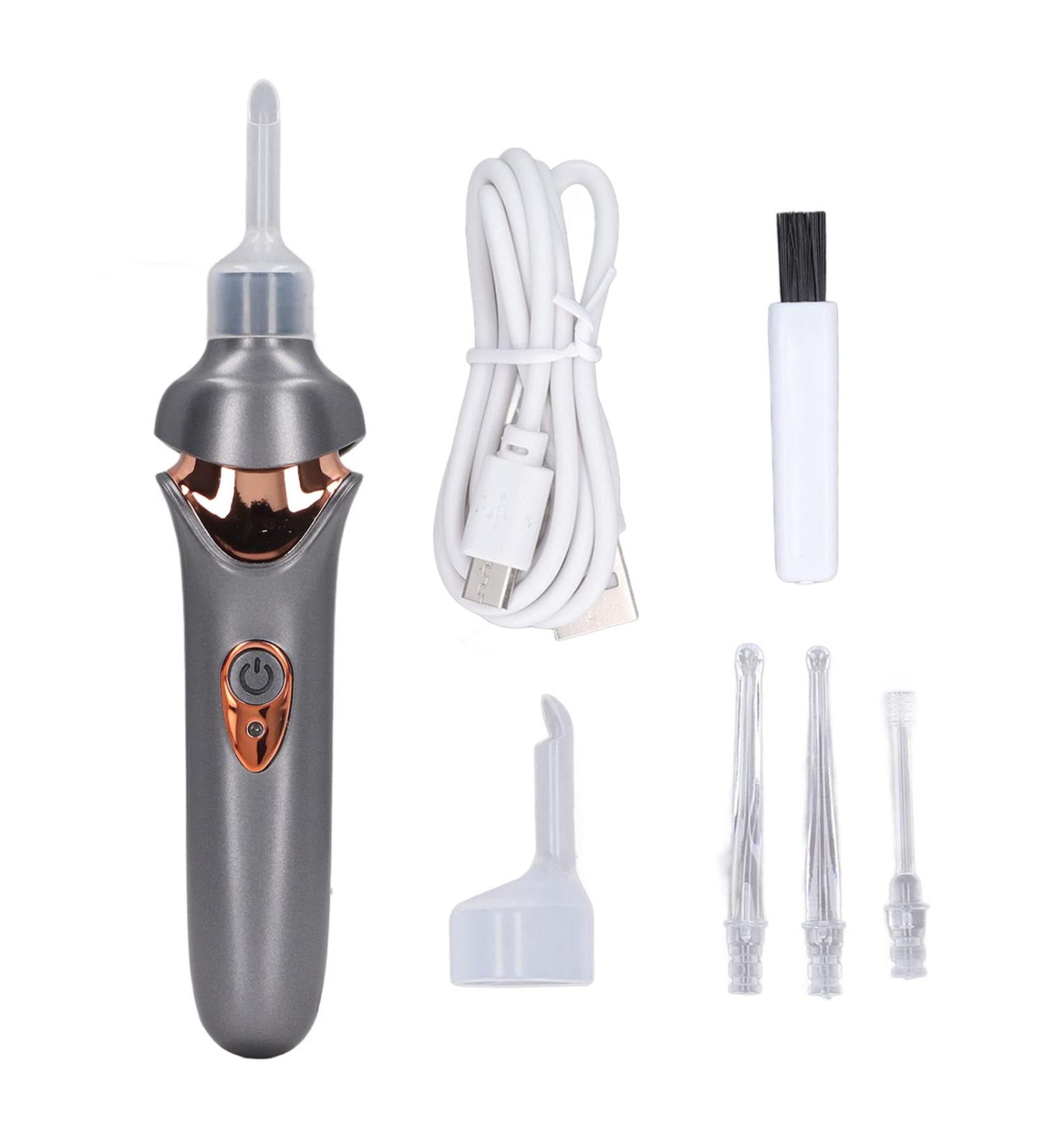 Electric Ear Vacuum Cleaner - LED Light Ear Cleaning Tool for Children & Adults | USB Rechargeable Ear Wax Removal Tool (Black) - Buy Online on GoSupps.com
