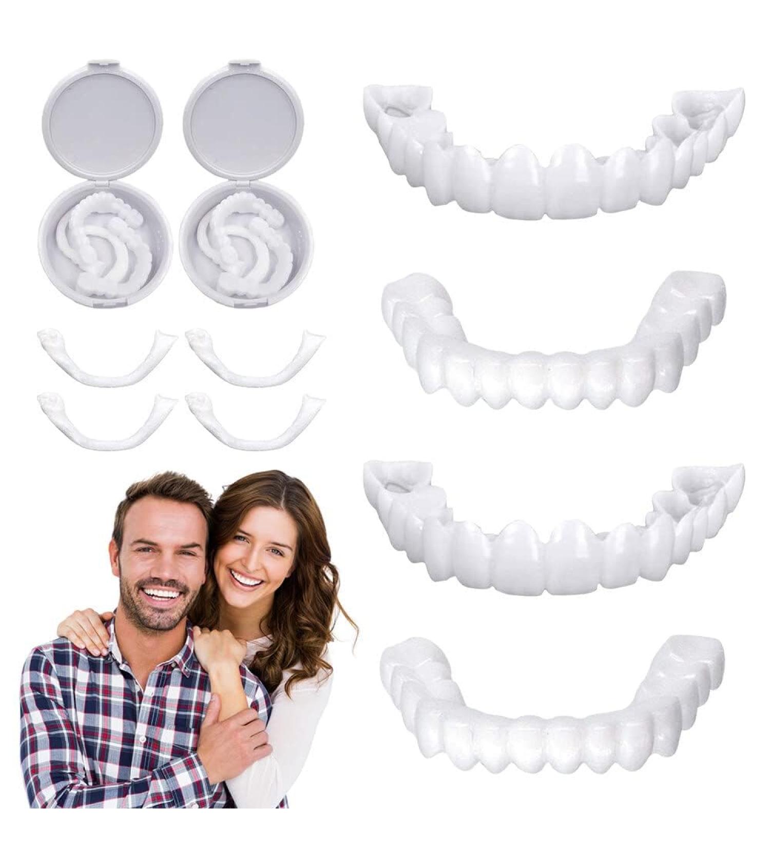 Plug-in Dentures - 2 Pairs of Artificial Teeth Veneers for Men & Women | Temporary Tooth Bleaching Set - Buy Online on GoSupps.com