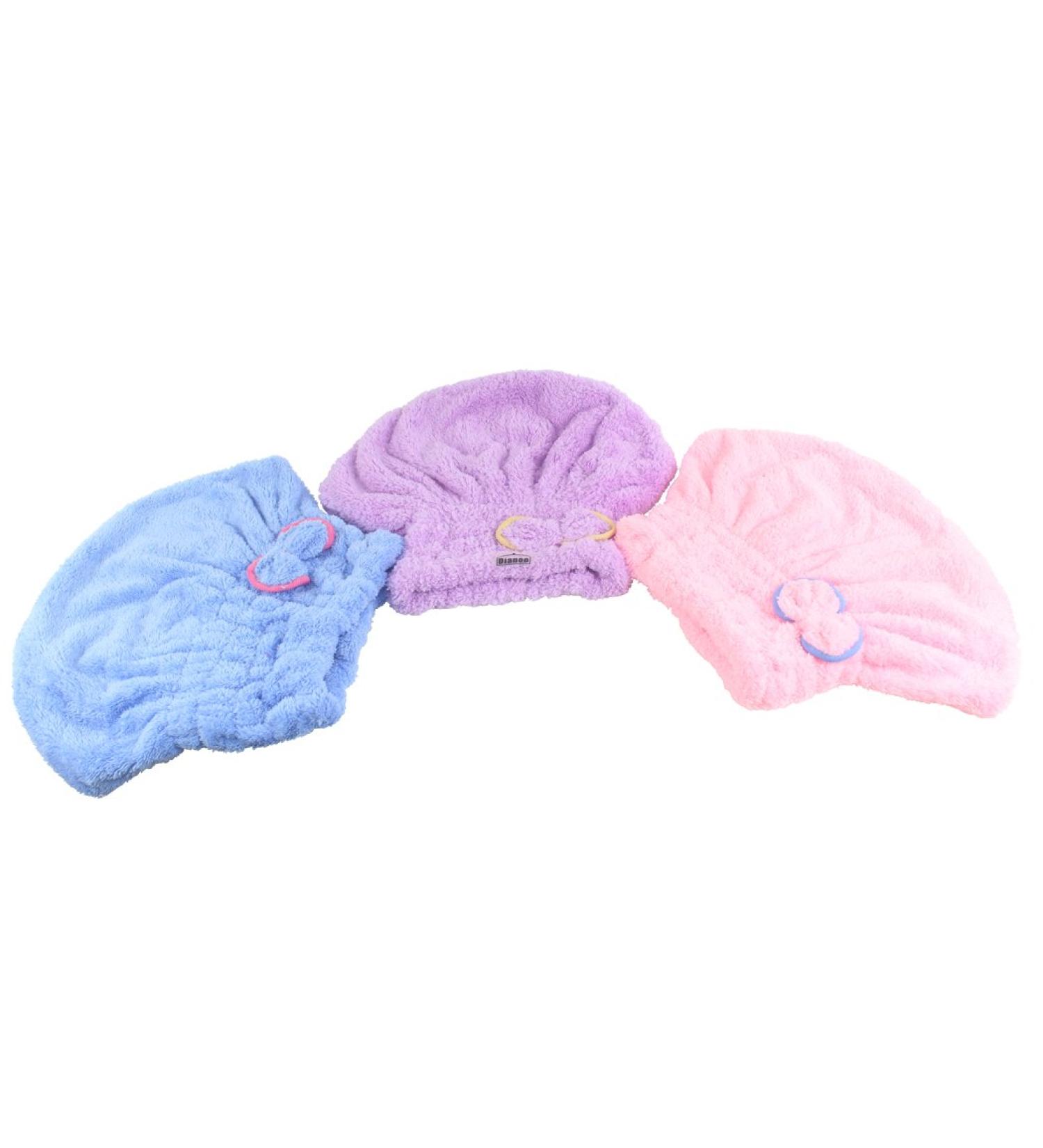 Dianoo 3pcs Cute Ultra Absorbent Dry Hair Cap Set - Bowknot Shower & Spa Caps for Women (Random Colors) - Ideal Hair Drying Solution - Buy Online on GoSupps.com