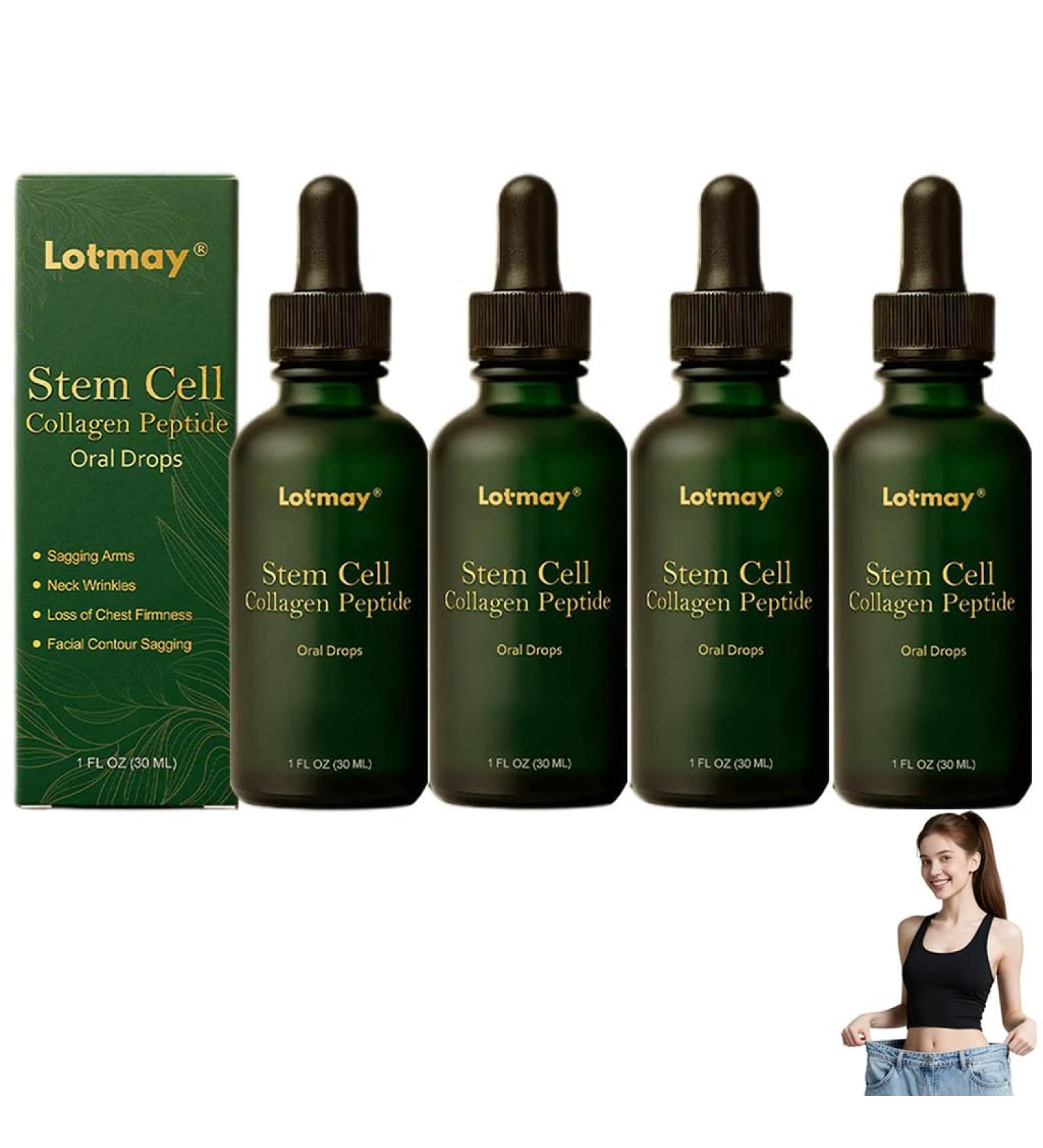 Lotmay Stem Cell Collagen Peptide Oral Drops Natural Advanced Body Care Liquids Drop Multi Collagen Peptides Liquid Drops for Women and Men Firming Skin and Body Shaping Care (4 Pack) - Buy Online on GoSupps.com