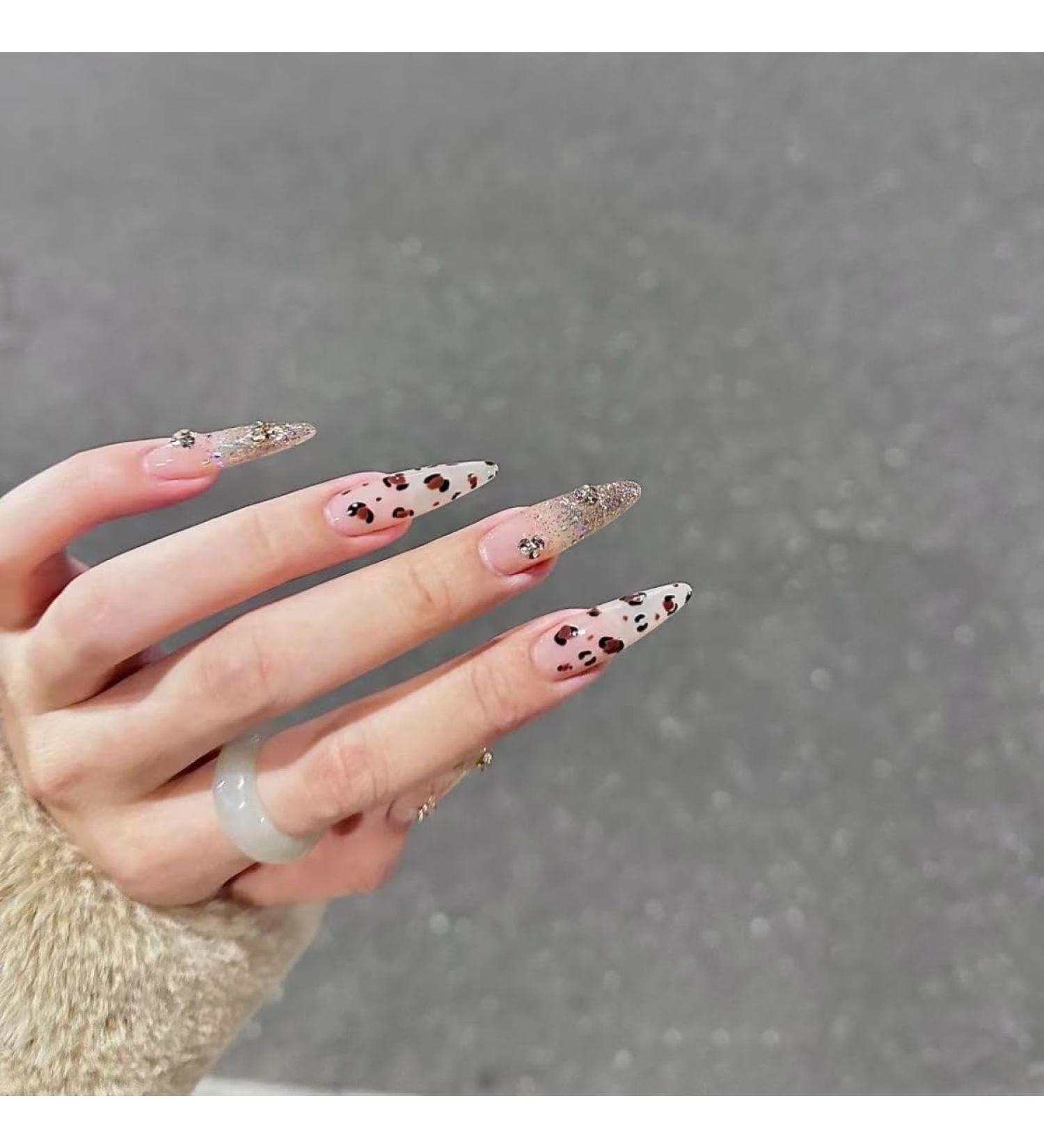 Temperament-enhancing nail art pure hand-worn nail art finished leopard print hottie nail patch is detachable.(S)