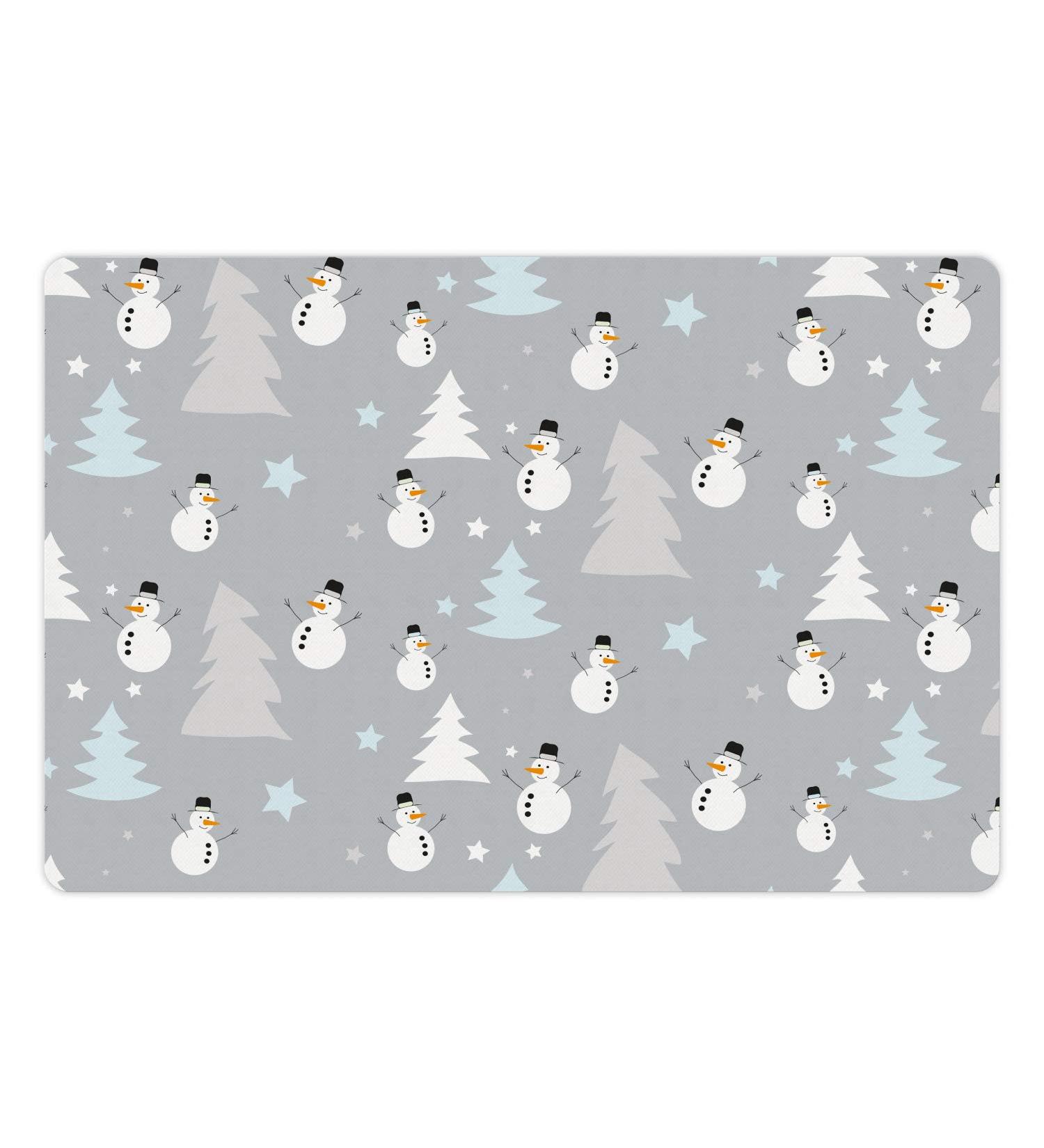 Lunarable Pet Mat for Food and Water, Rectangle Non-Slip Rubber Mat for Dogs and Cats Grey Blue