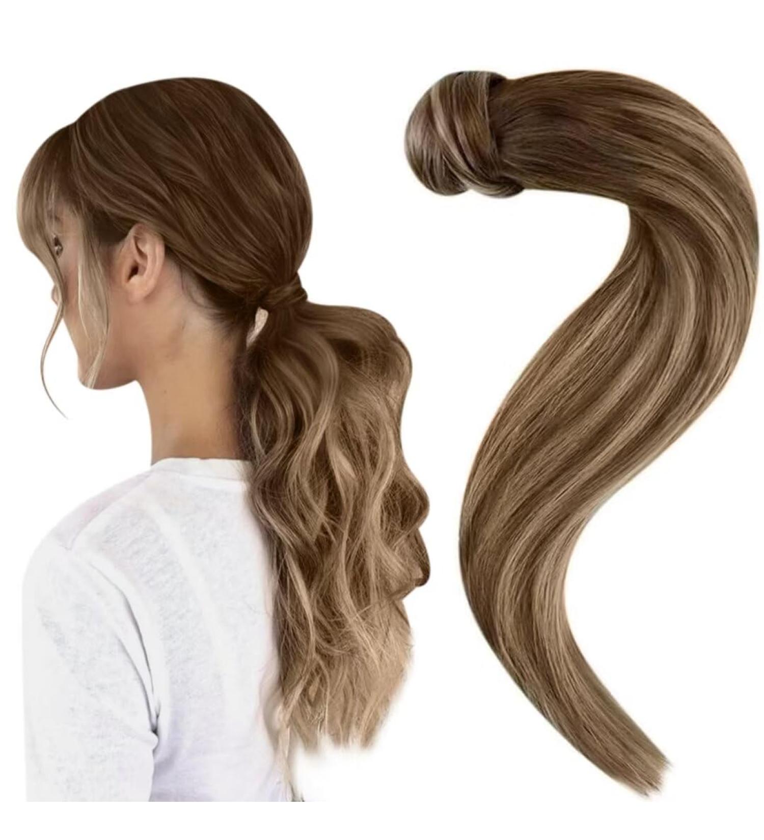 Easyouth Balayage Brown to Blonde Human Hair Ponytail Extension - 18 Inch 80g - Buy Online on GoSupps.com