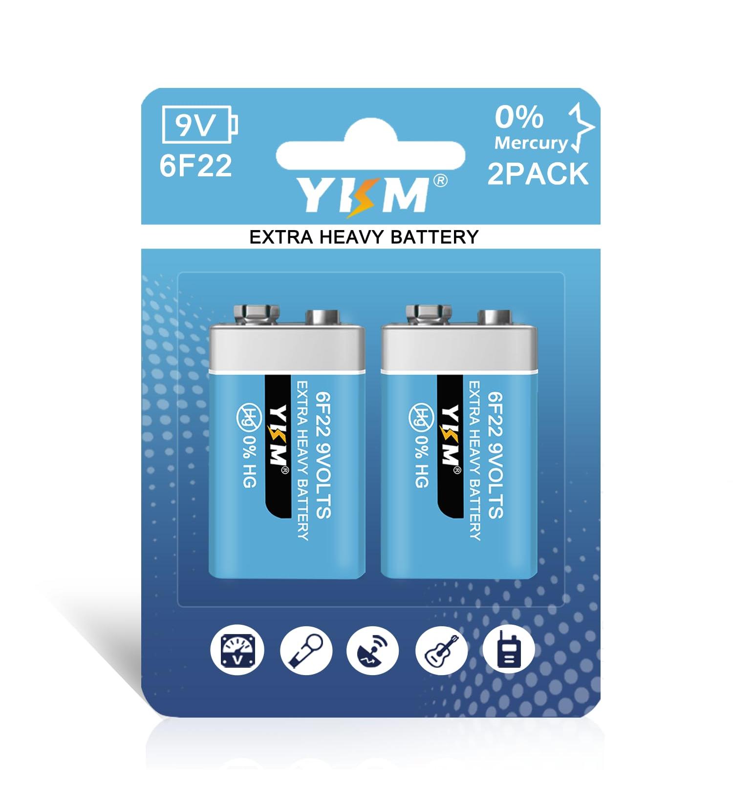 YKM 9V Batteries for Smoke Detectors - Carbon Zinc 2 Pack - Reliable & Long-Lasting - Buy Online on GoSupps.com