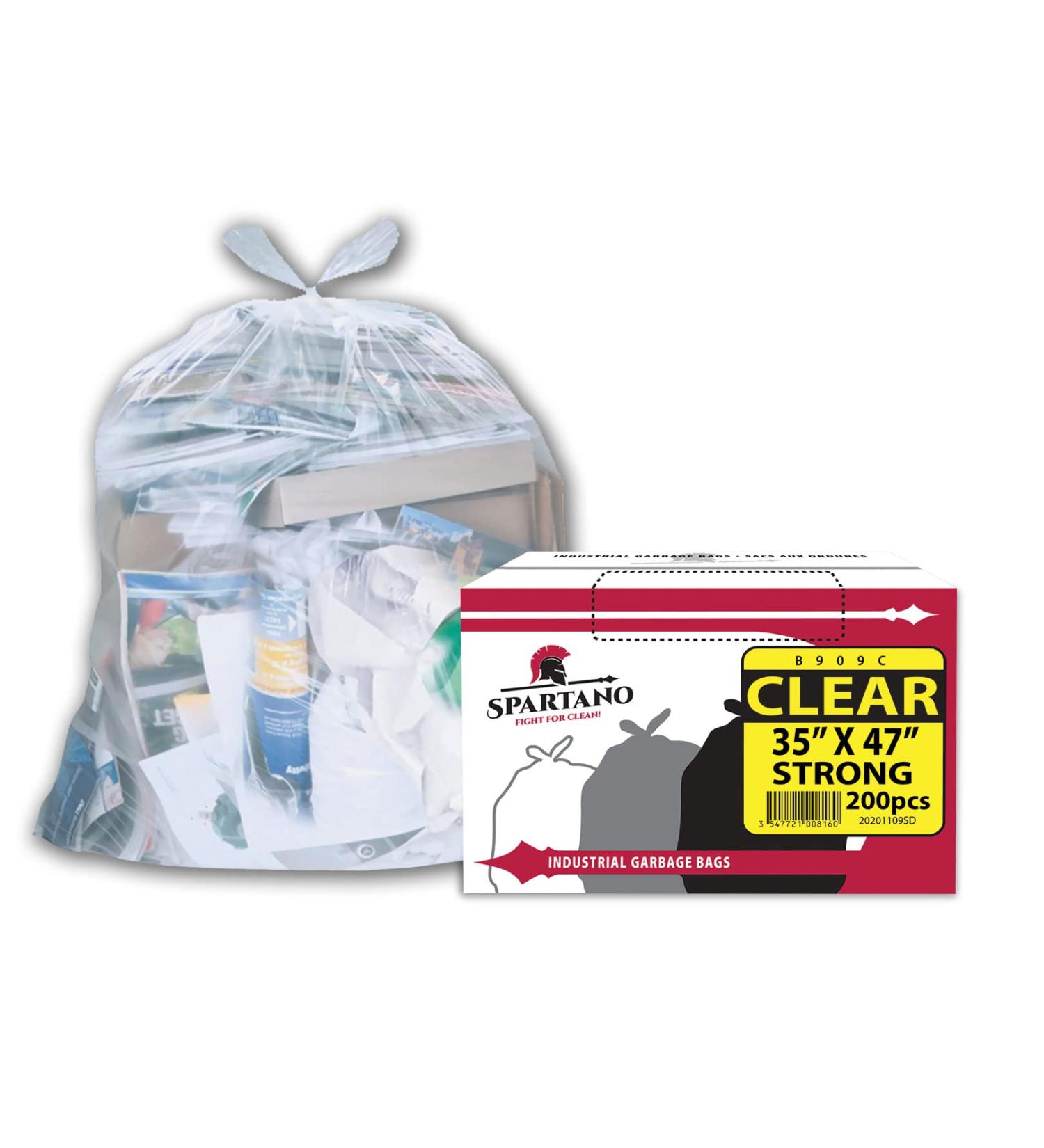 Spartano Clear Garbage Bags 35 x 47 Inch (200 Count) Strong Kitchen Garbage Bag for Waste Bin Multipurpose Trash Bags for Home & Office 35 x 47 (Pack of 200) Strong - Buy Online on GoSupps.com