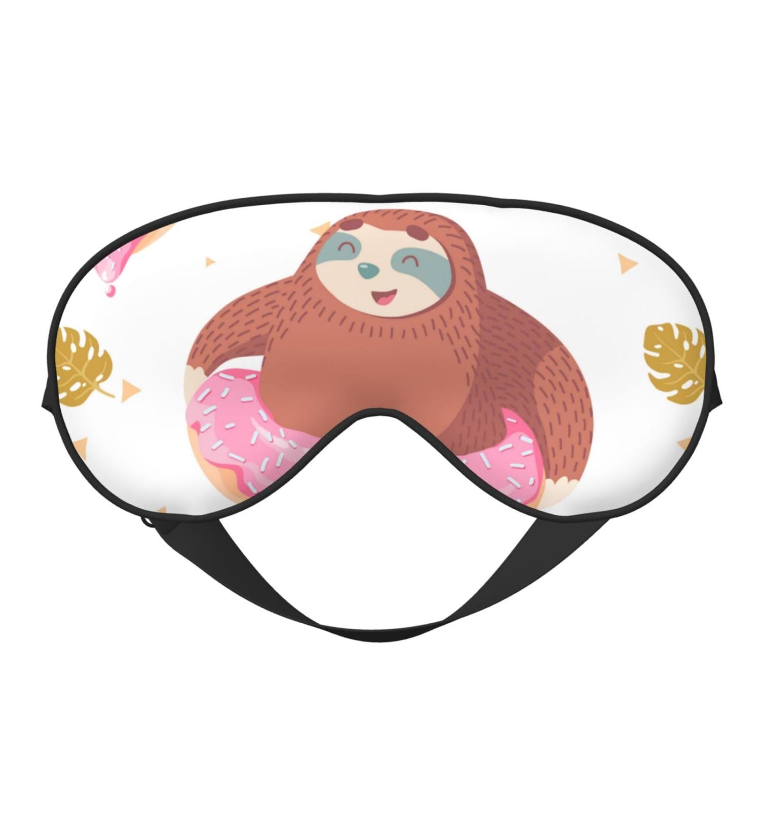Sloth with Donuts Sleep Mask | Double-Sided Adjustable Eye Cover for Perfect Shading & Reduced Eye Edema | Soft & Comfortable Sleep Mask for Travel - Buy Online on GoSupps.com