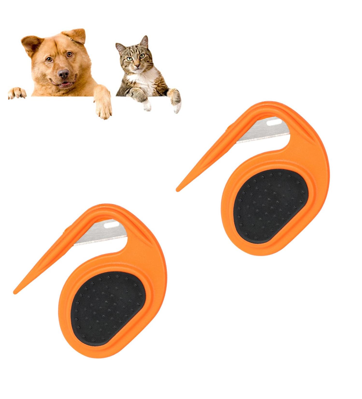 2024 Pet Knotting Comb - 3-in-1 De-Fuzzing Knife for Cats | Remove Matted & Loose Hair - Orange Color (Pack of 2) - Buy Online on GoSupps.com