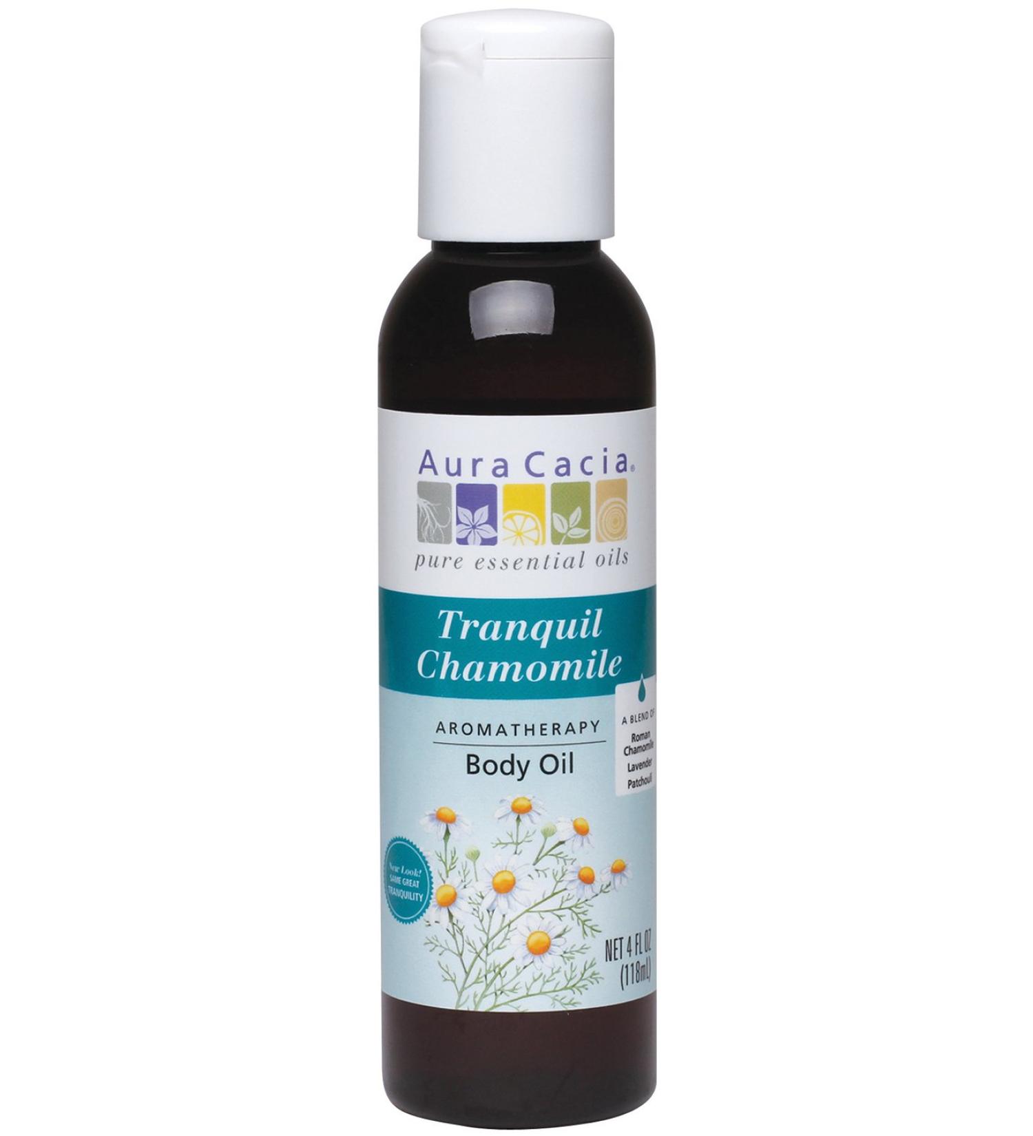 Aura Cacia Aromatherapy Massage Oil - Peace of Mind 120 ml | Soothing Essential Oils for Relaxation | International Shipping Available - Buy Online on GoSupps.com