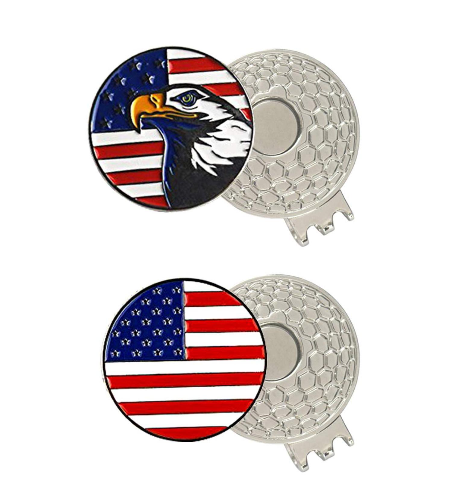 PINMEI Colorful Golf Ball Markers with Silver Hat Clip - USA Flag Eagle Design - Buy Online on GoSupps.com