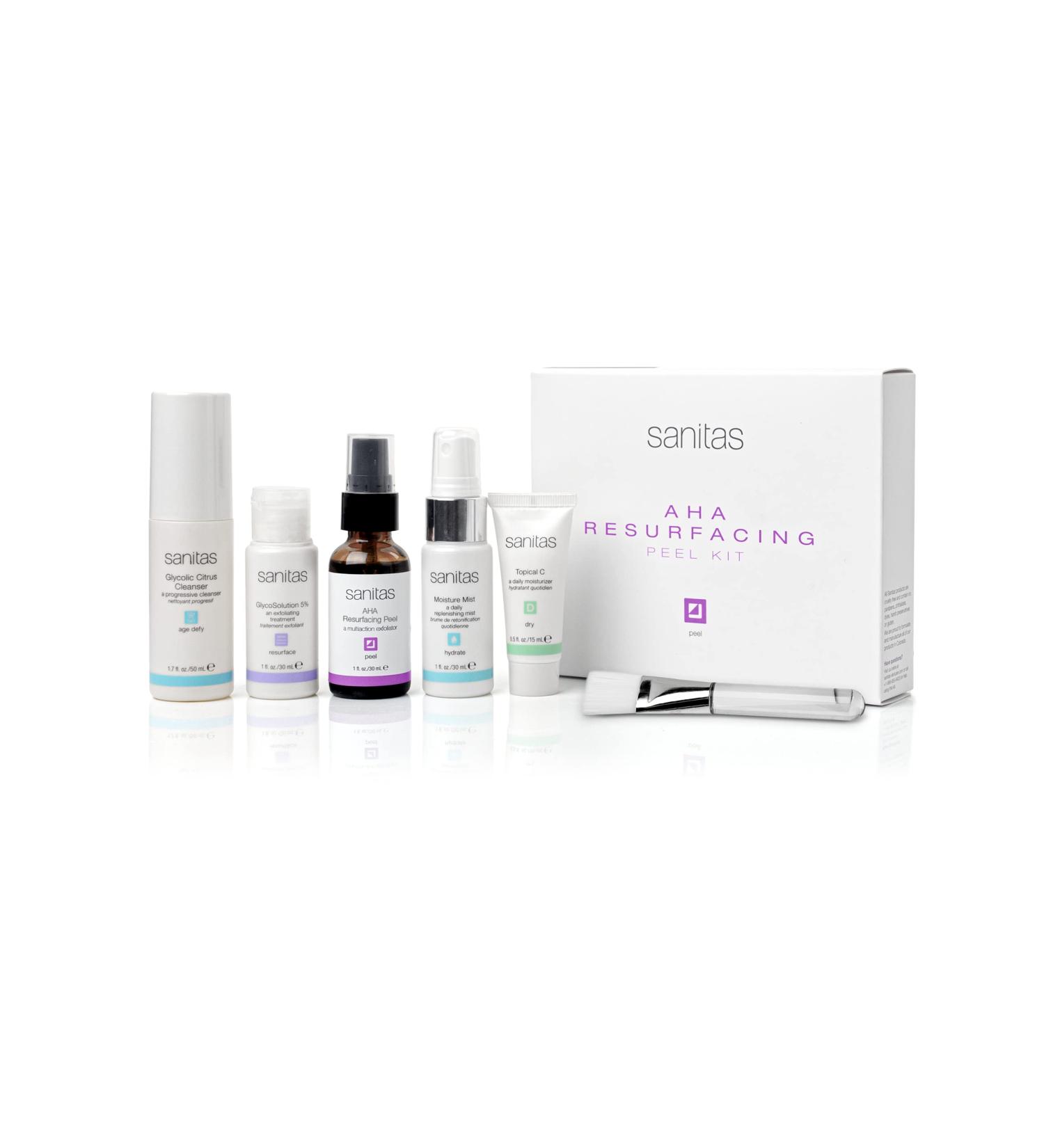 Sanitas Skincare AHA Resurfacing Peel Kit - At Home Lactic Acid Peel Set | 6 Piece Kit for Radiant Skin - Buy Online on GoSupps.com