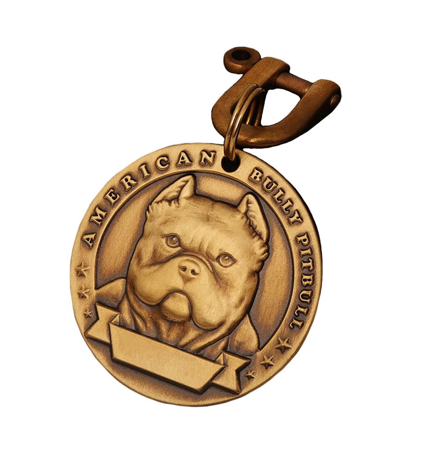 Davisia Pure Copper Personalized Pet ID Tag | Large Bully Dog Tags with 3D Relief Pattern | Custom Engraving on Front and Back - Buy Online on GoSupps.com