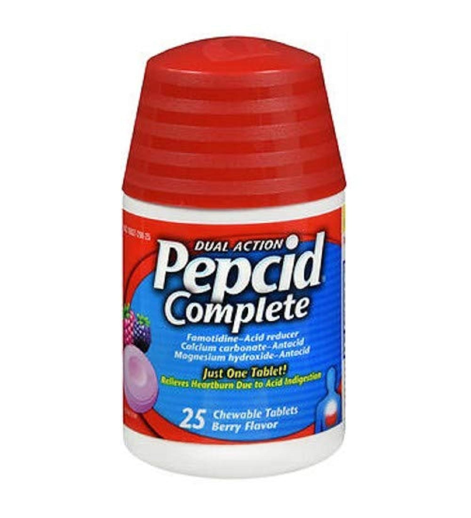 Pepcid Acid Reducer Complete Berry Chewable Tablets 25 Count (2 Pack)