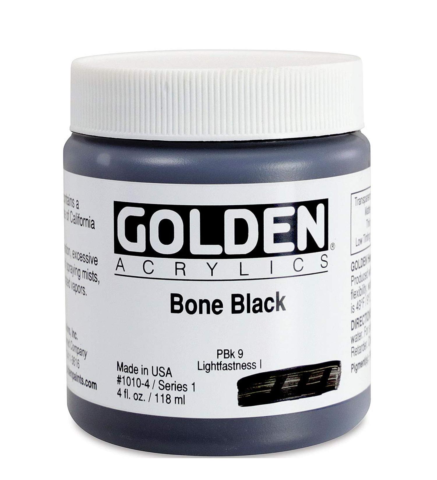 Golden Heavy Body Acrylic - Bone Black - 4 oz Jar