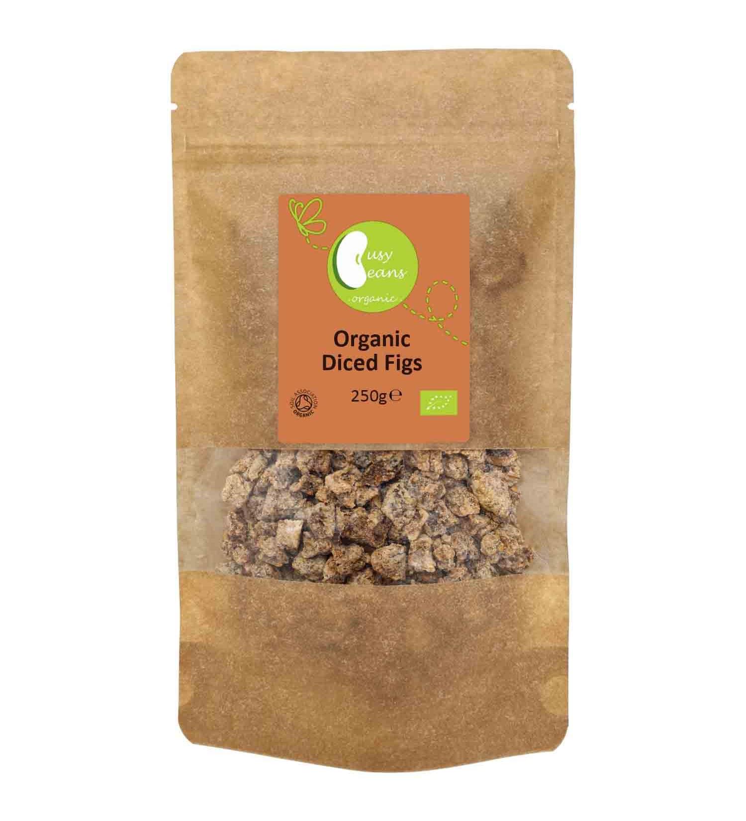 Organic Sun Dried Chopped/Diced Figs - Certified Organic - by Busy Beans Organic (250g) - Buy Online on GoSupps.com