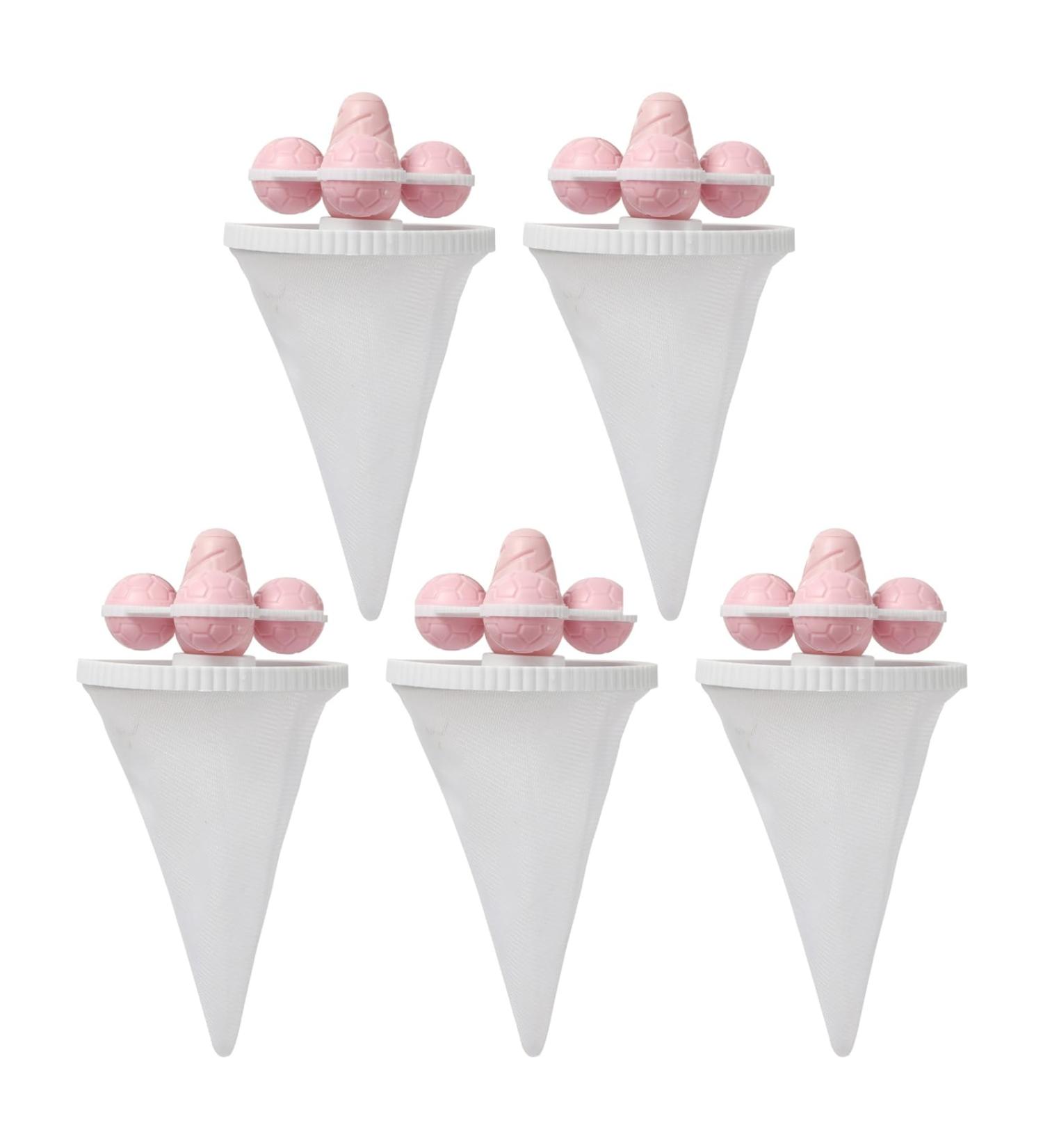 Stain Removal Solution 5pcs Reusable Laundry Ball for Efficient Clothes Cleaning Hair Durable Washing Machine Lint Catcher Drain Blockage Prevention Pink - Buy Online on GoSupps.com
