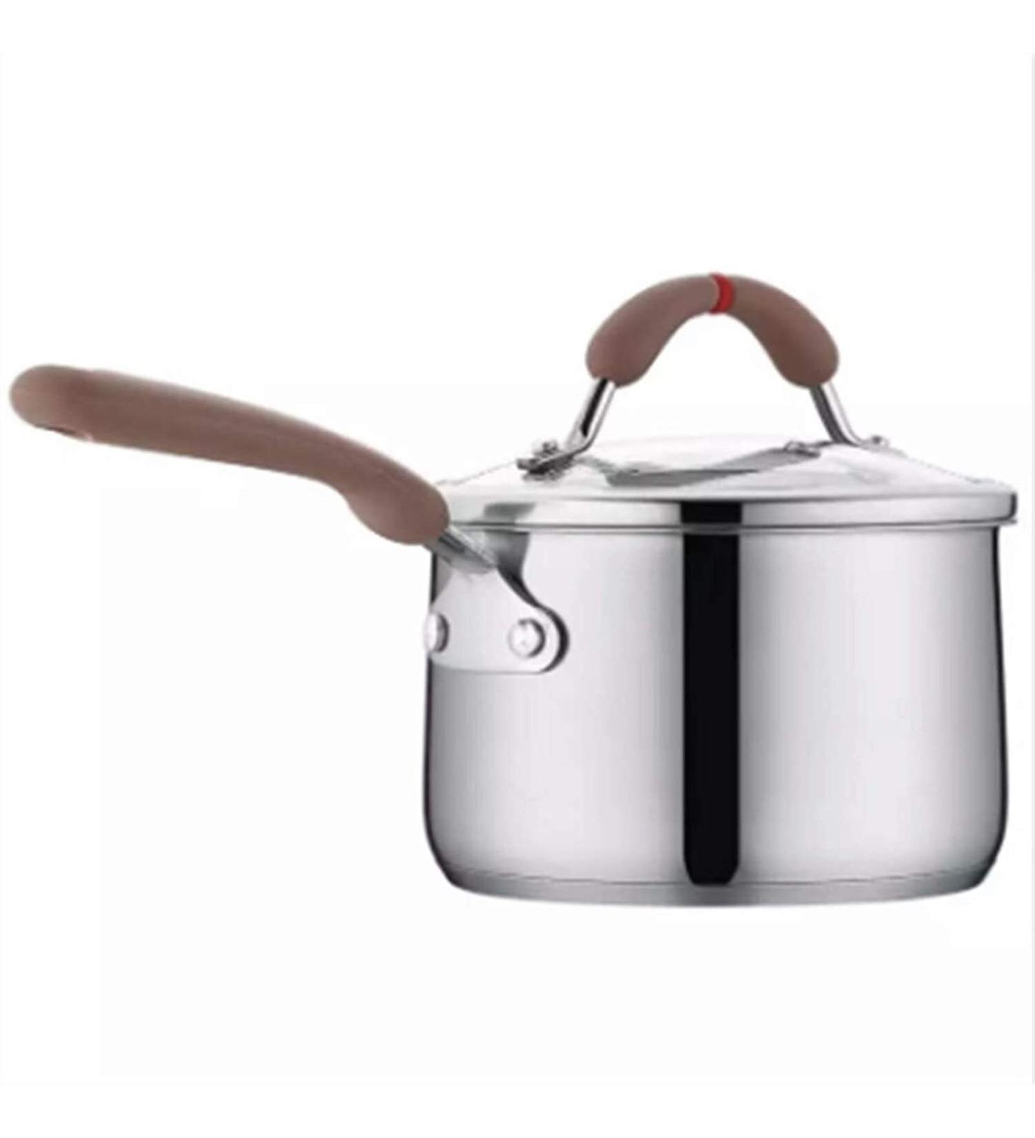 Nonstick Milk PanMilk Pan Cooking pots Milk Pan Household Multifunctional Stainless Steel Non-Stick Pan Inner Wall with Scale Label with Glass Cover - Buy Online on GoSupps.com