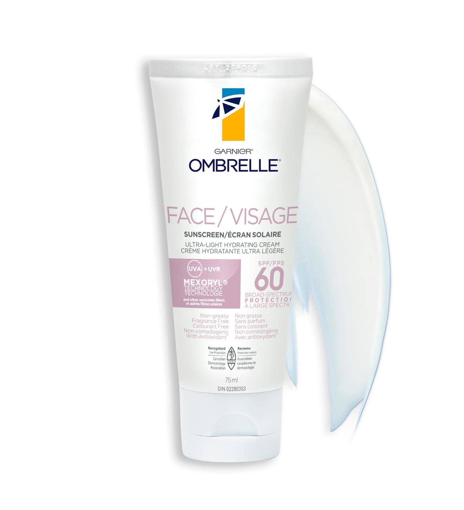 Garnier Ombrelle Face Sunscreen Lotion SPF 60 Broad Spectrum UVA/UVB Very High Protection For Sensitive Skin Non-Comedogenic Non-Greasy Non-Sticky Water Resistant 75ml - Buy Online on GoSupps.com