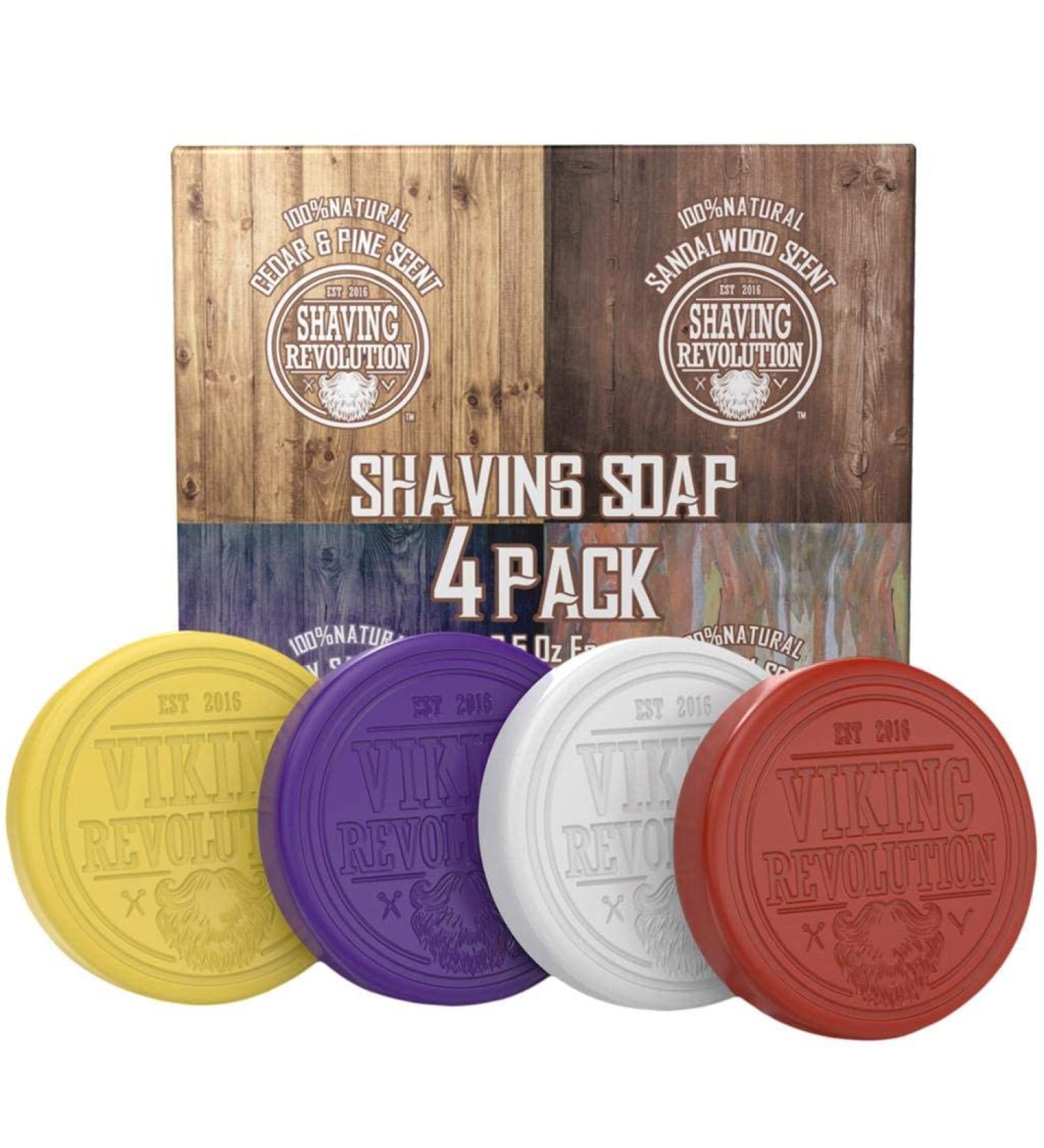 Viking Revolution Shaving Soap for Men - 4 Pack Variety, 2.5oz Puck - Use with Brush and Bowl for Smooth Wet Shave - Buy Online on GoSupps.com