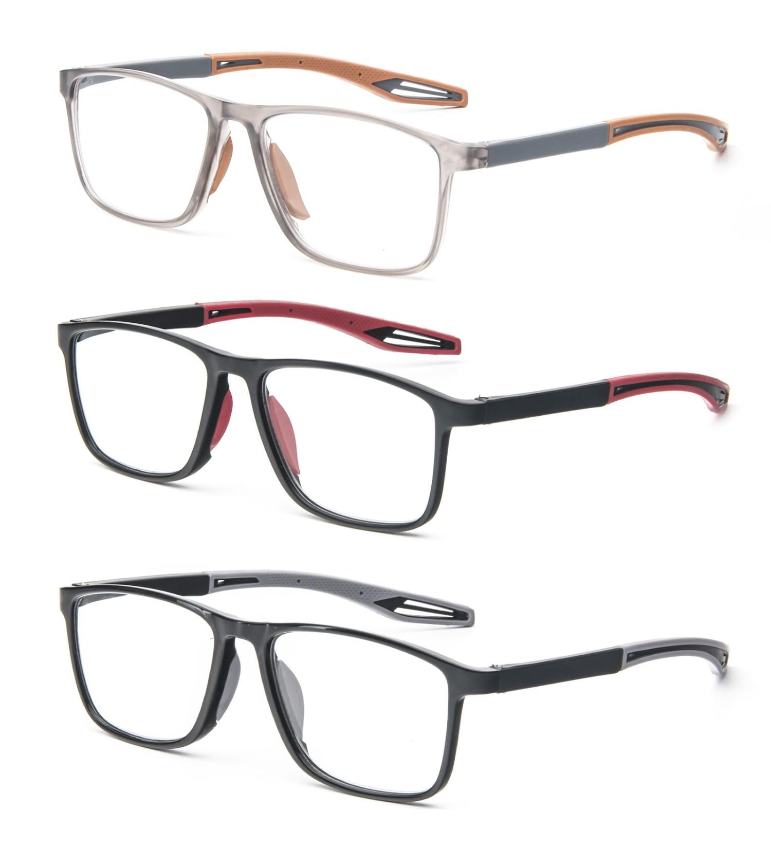 MMOWW 3-Pack Reading Glasses for Men & Women - Sporty Anti-Blue Ultra Light TR90 Frame Computer Glasses - Work & Reading Aid - 2.0X Magnification - 3 Mixed Colors - Buy Online on GoSupps.com