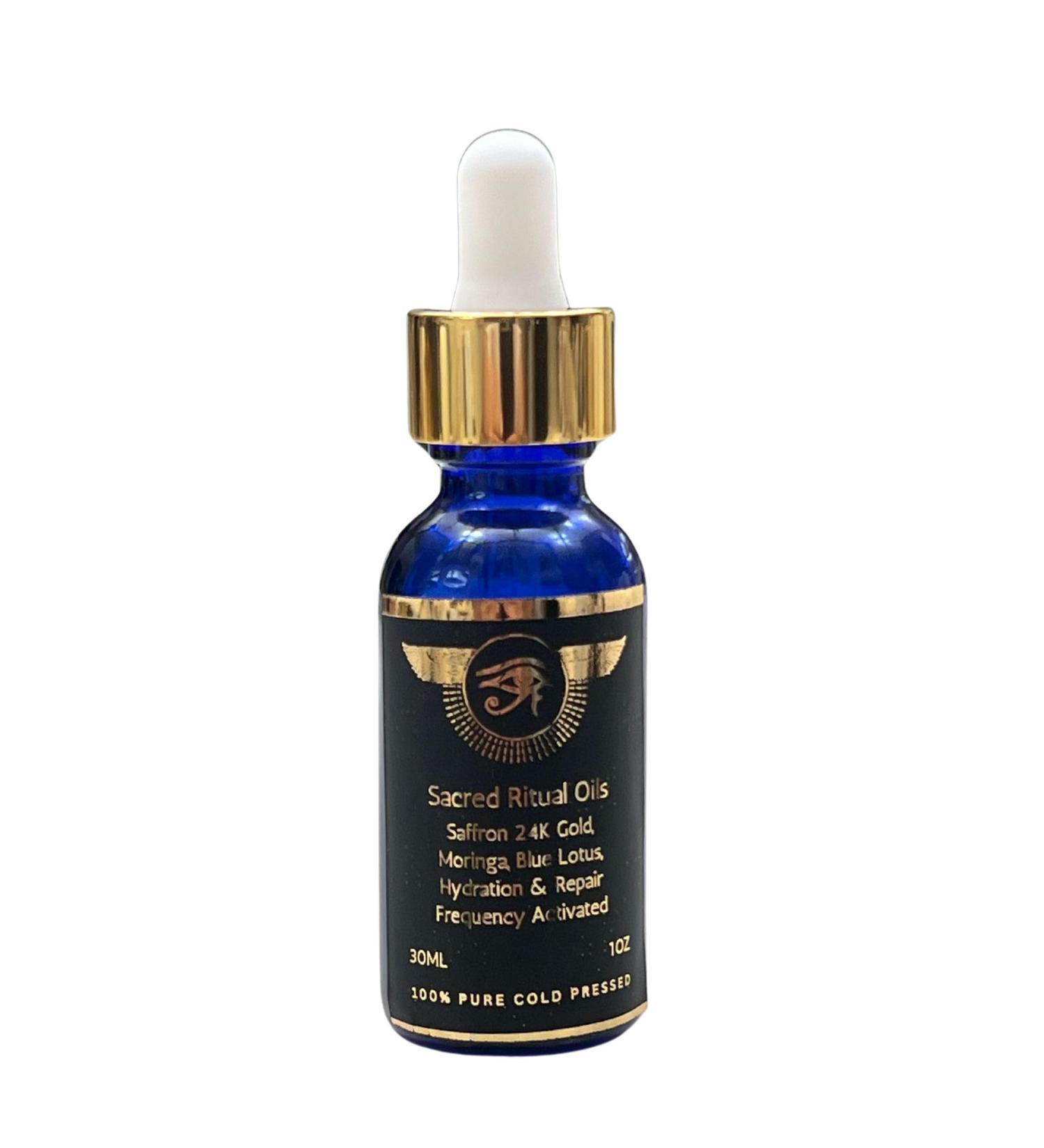 60ML Ultra Potency Blue Lotus 300X Extract | Moringa Saffron Gold Flakes for Sleep & Skin Glow | 100% Cold-Pressed for Meditation & Relaxation - Buy Online on GoSupps.com