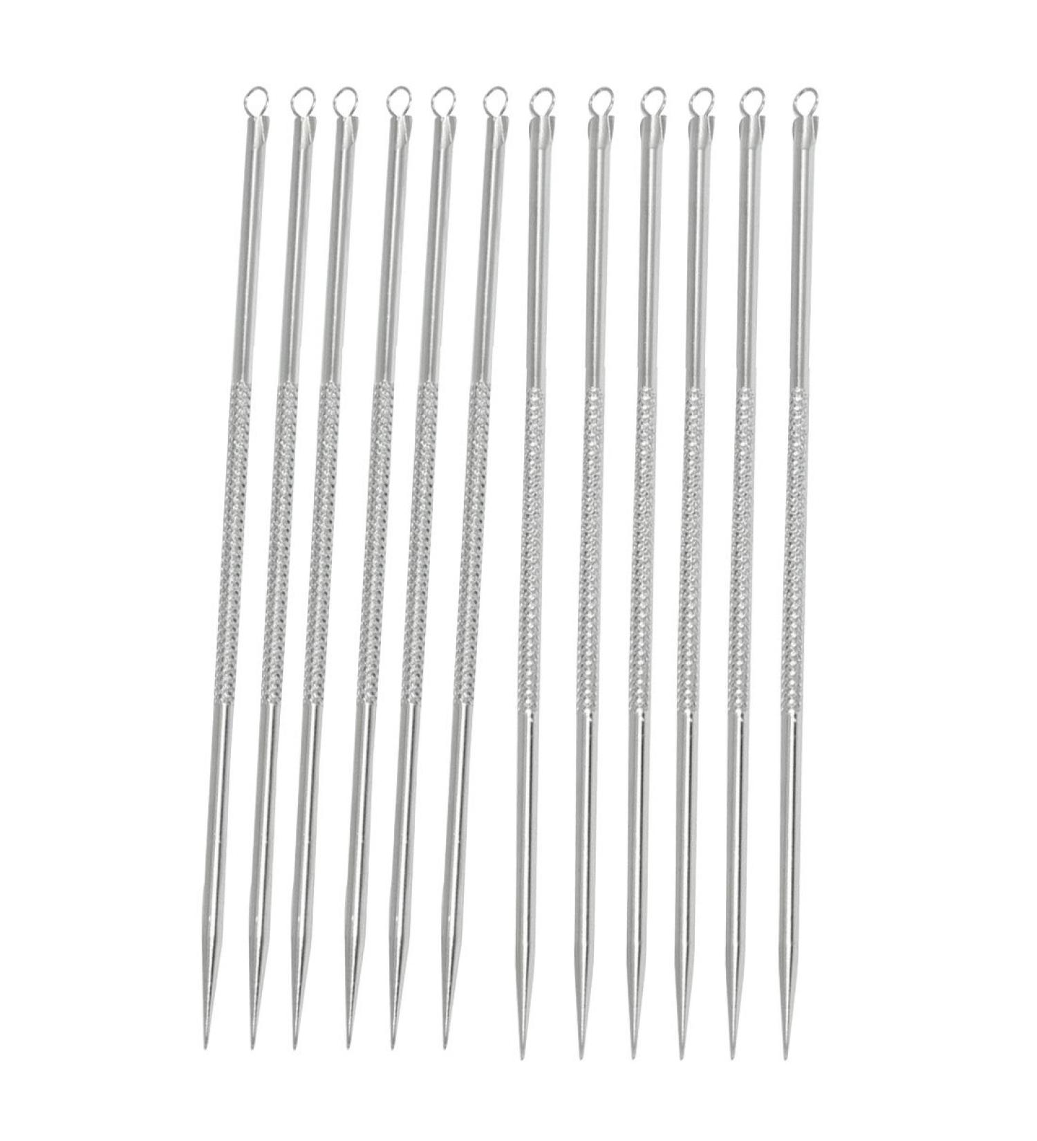 Ruilogod Colorful Plastic Holder Metal Blackhead Remover pins 12 Pcs