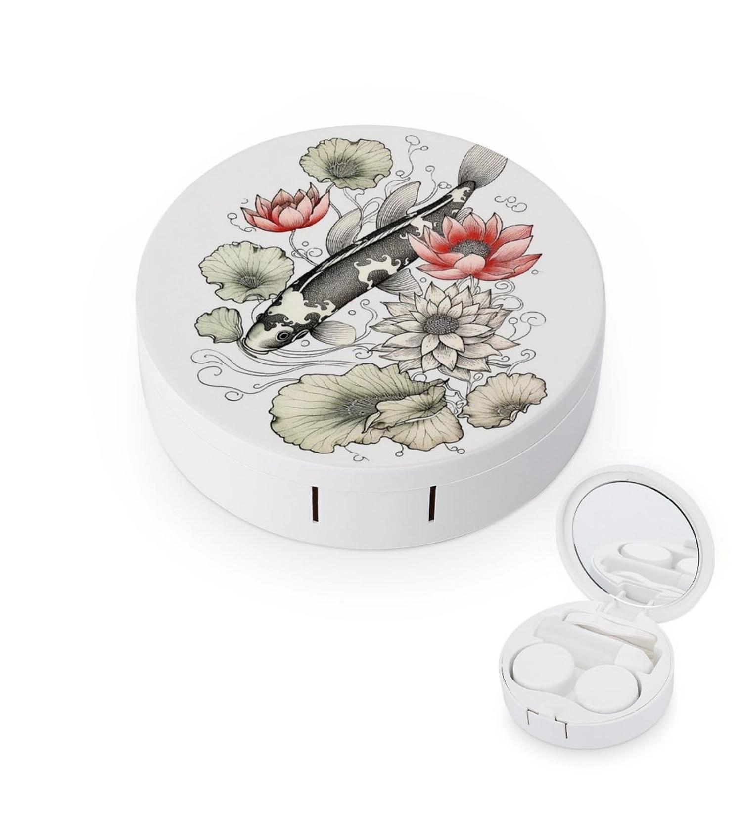 Buy Portable Japanese Carp Contact Lens Case - Travel-Friendly Storage Box with Floral Design - Buy Online on GoSupps.com