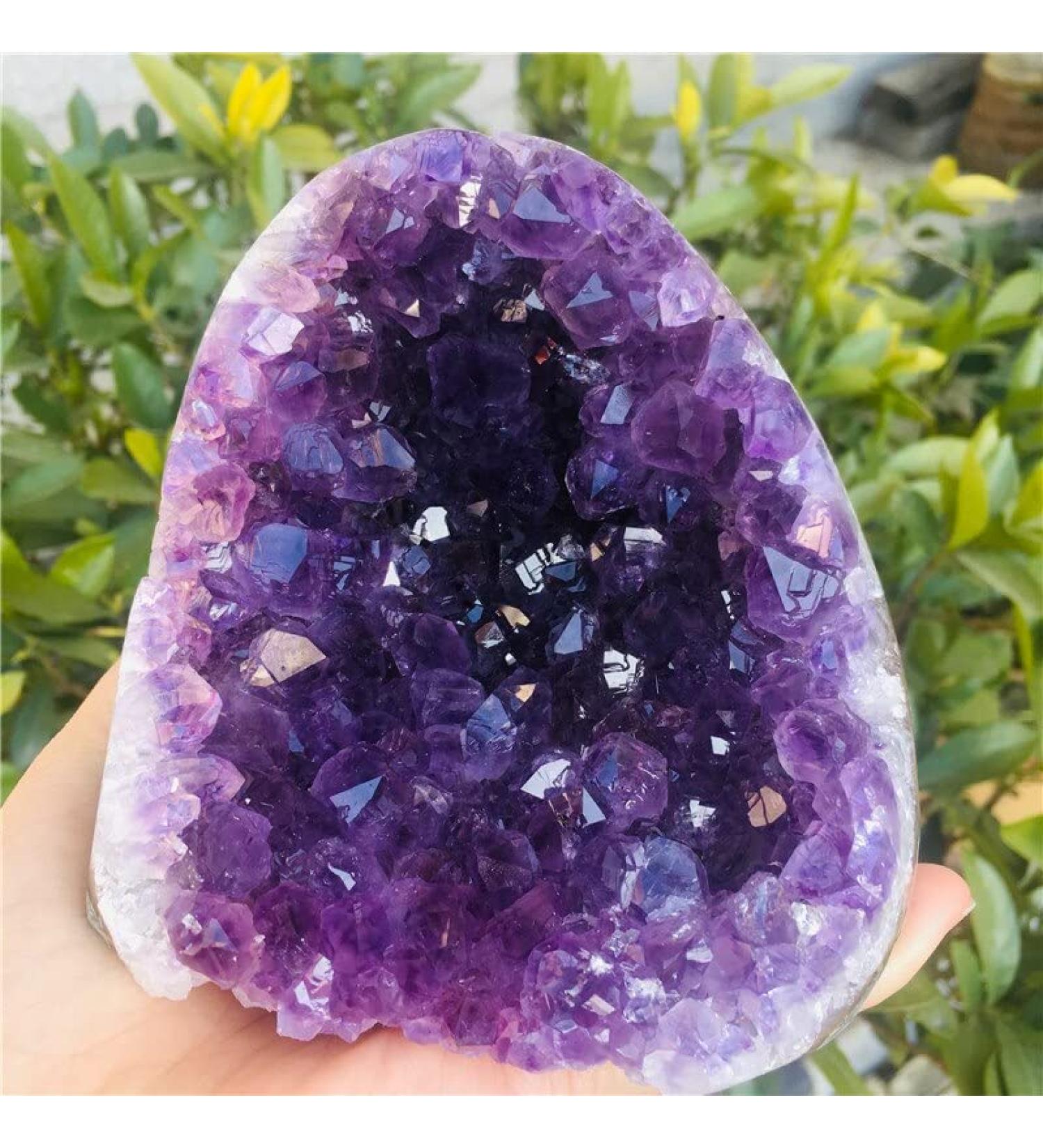 Folk Crafts Natural Purple Crystal Stones Brazilian Amethyst Geode Crystal Cluster Hecoration - Buy Online on GoSupps.com